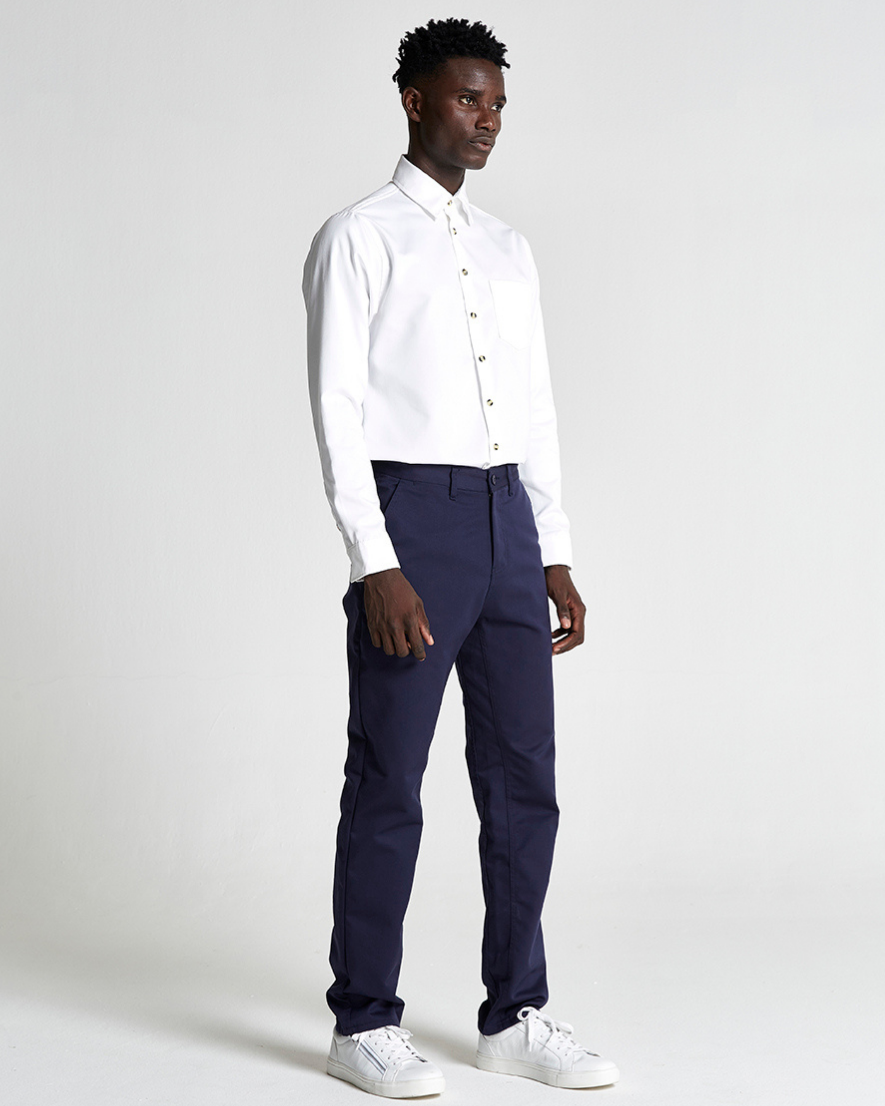 The Cotton Twill Straight Leg Trouser in Black Iris (Navy)