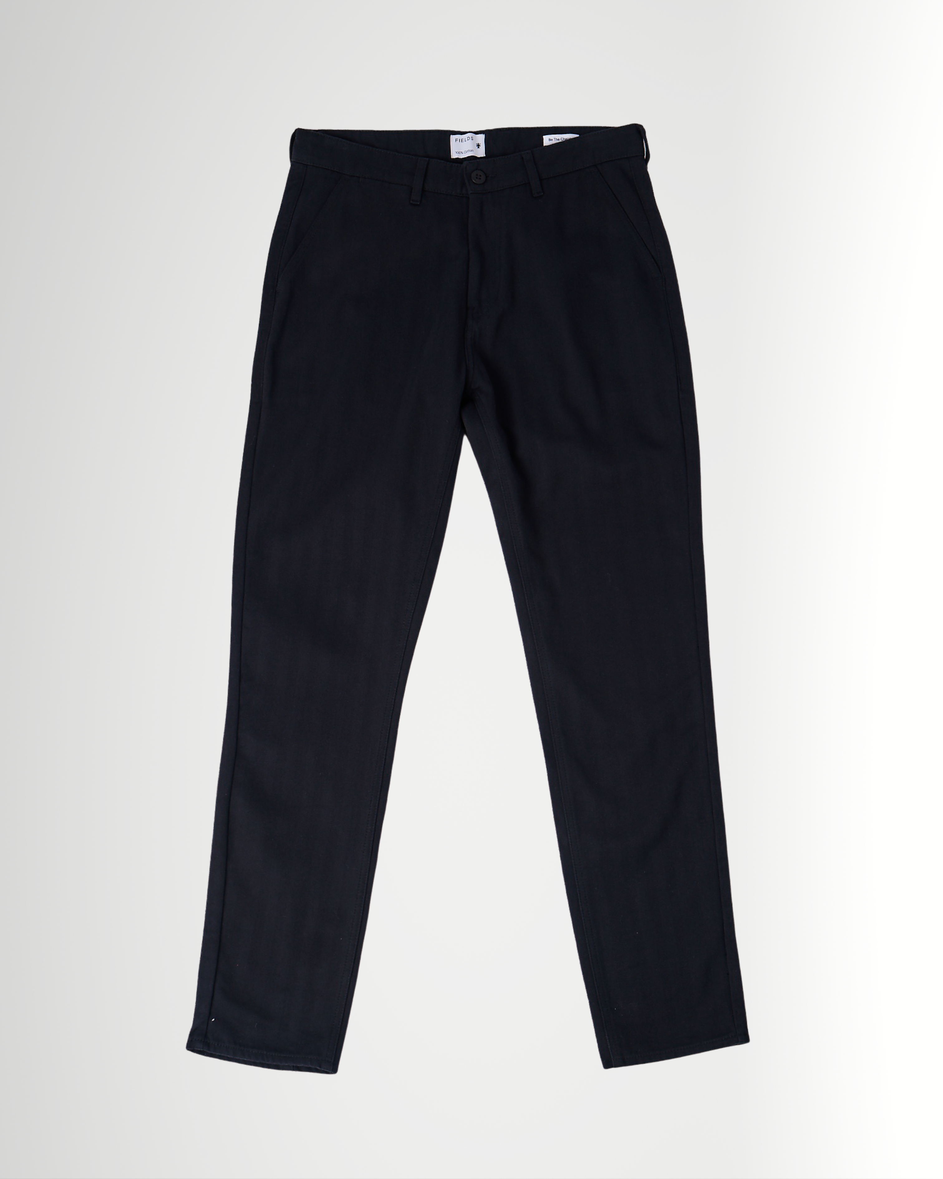 The Cotton Herringbone Straight Leg Trouser in Black Beauty