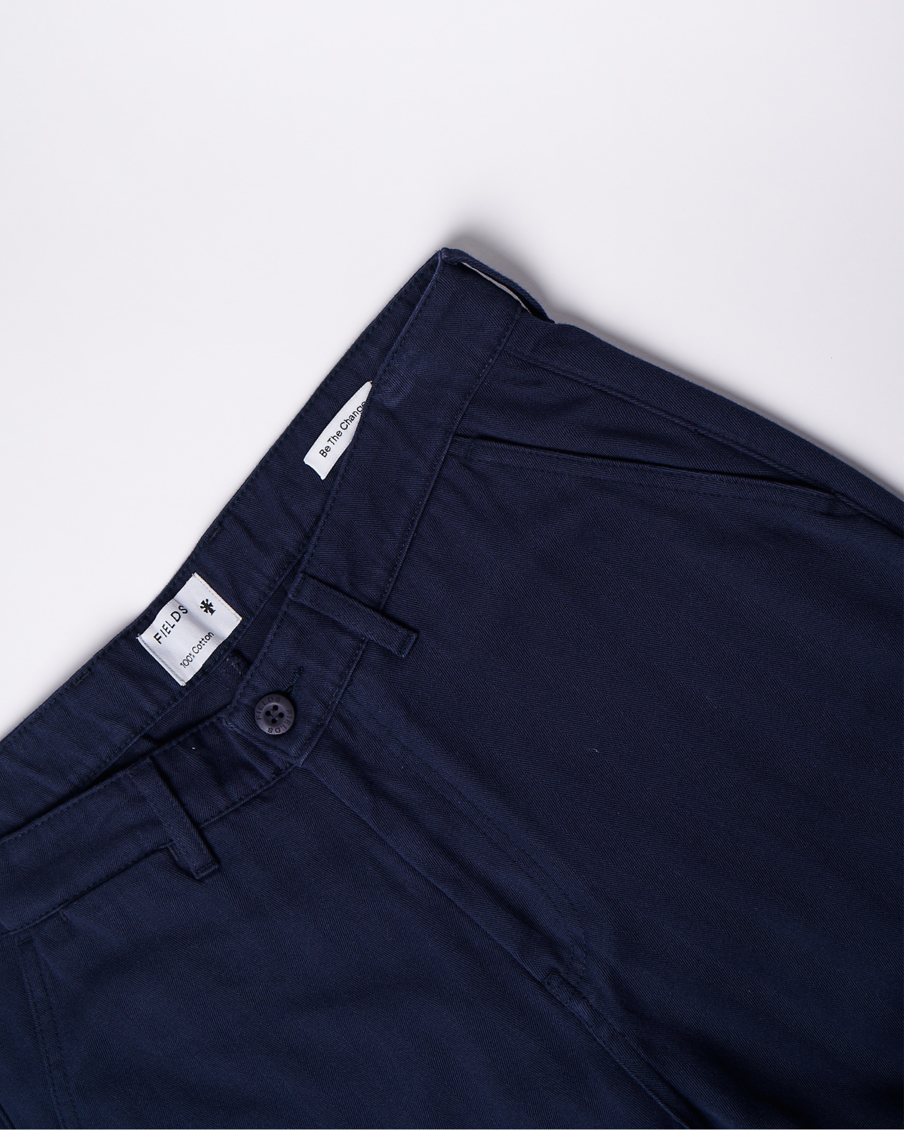 The Cotton Herringbone Straight Leg Trouser in Black Iris (Navy)