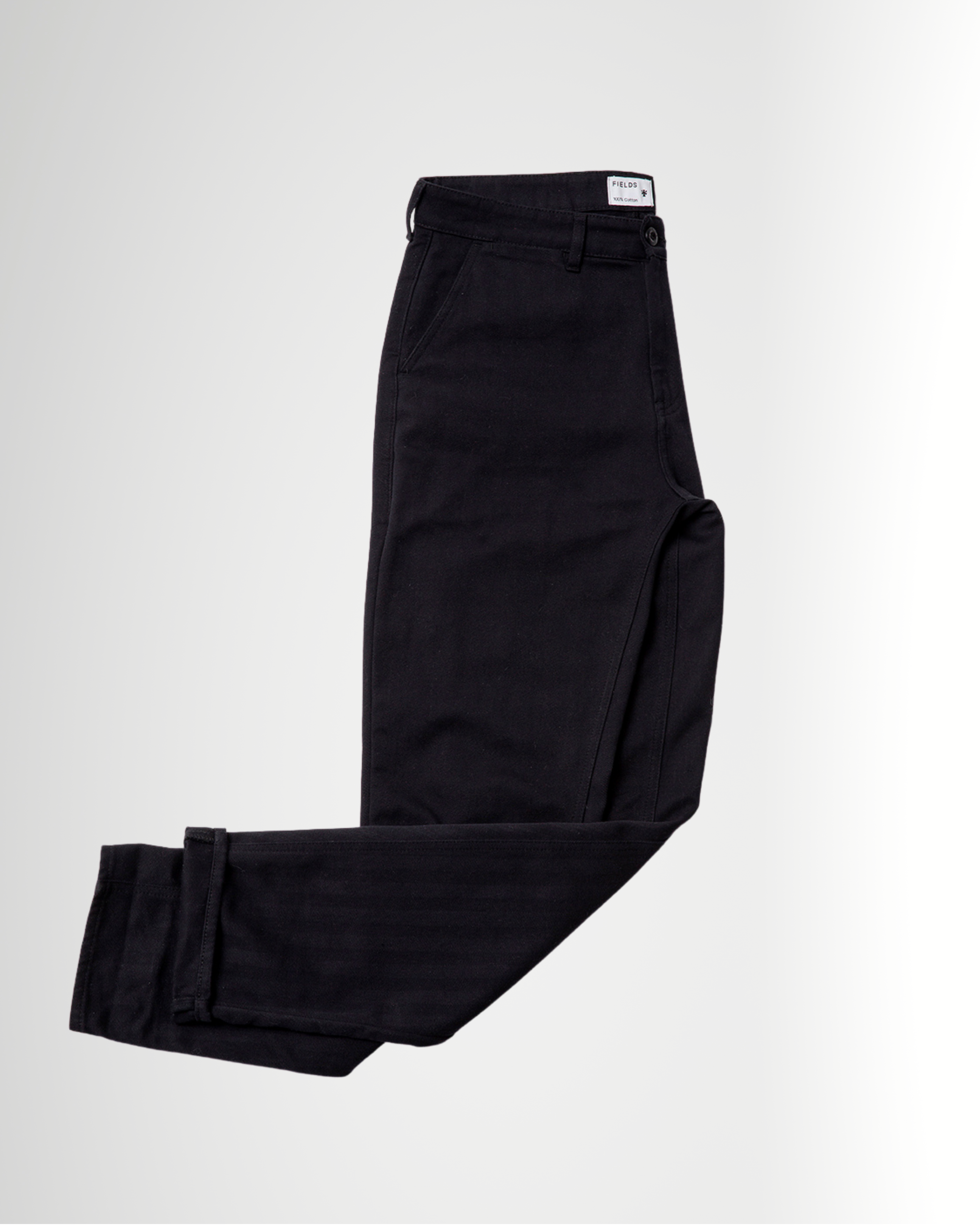 The Cotton Herringbone Straight Leg Trouser in Black Beauty