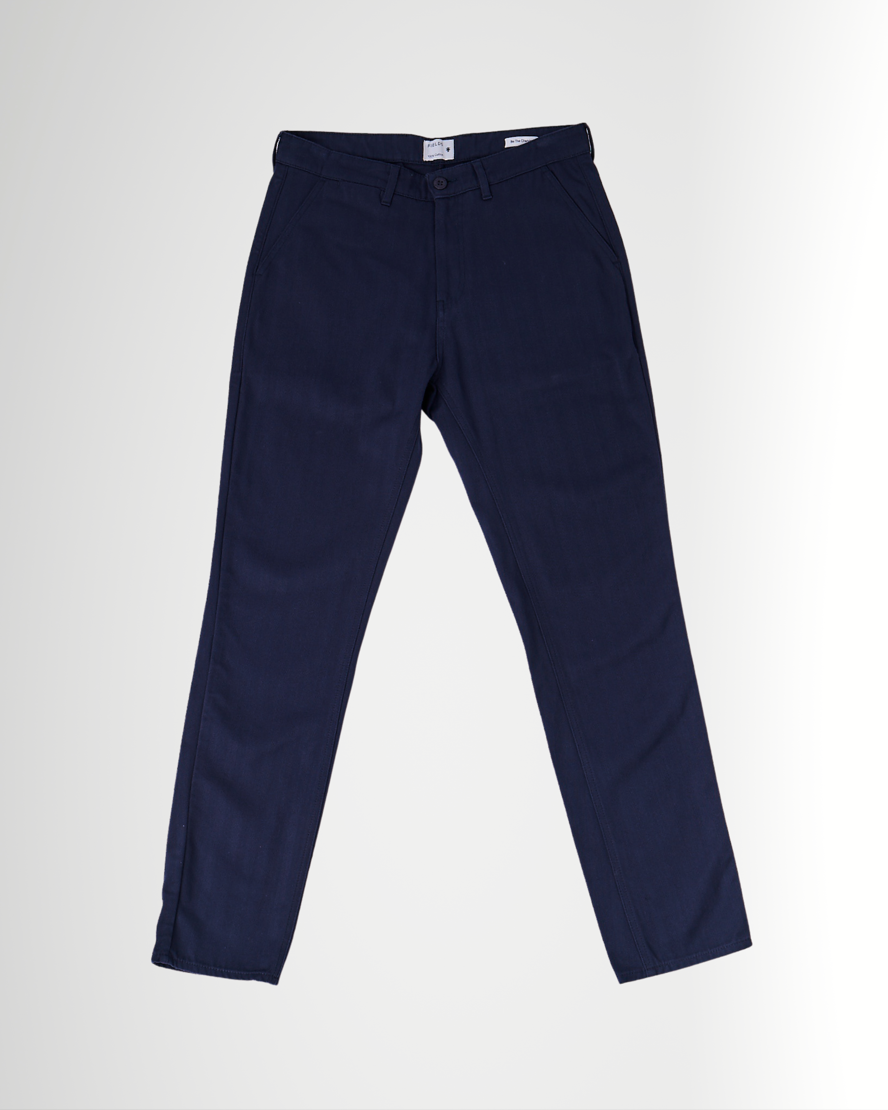 The Cotton Herringbone Straight Leg Trouser in Black Iris (Navy)