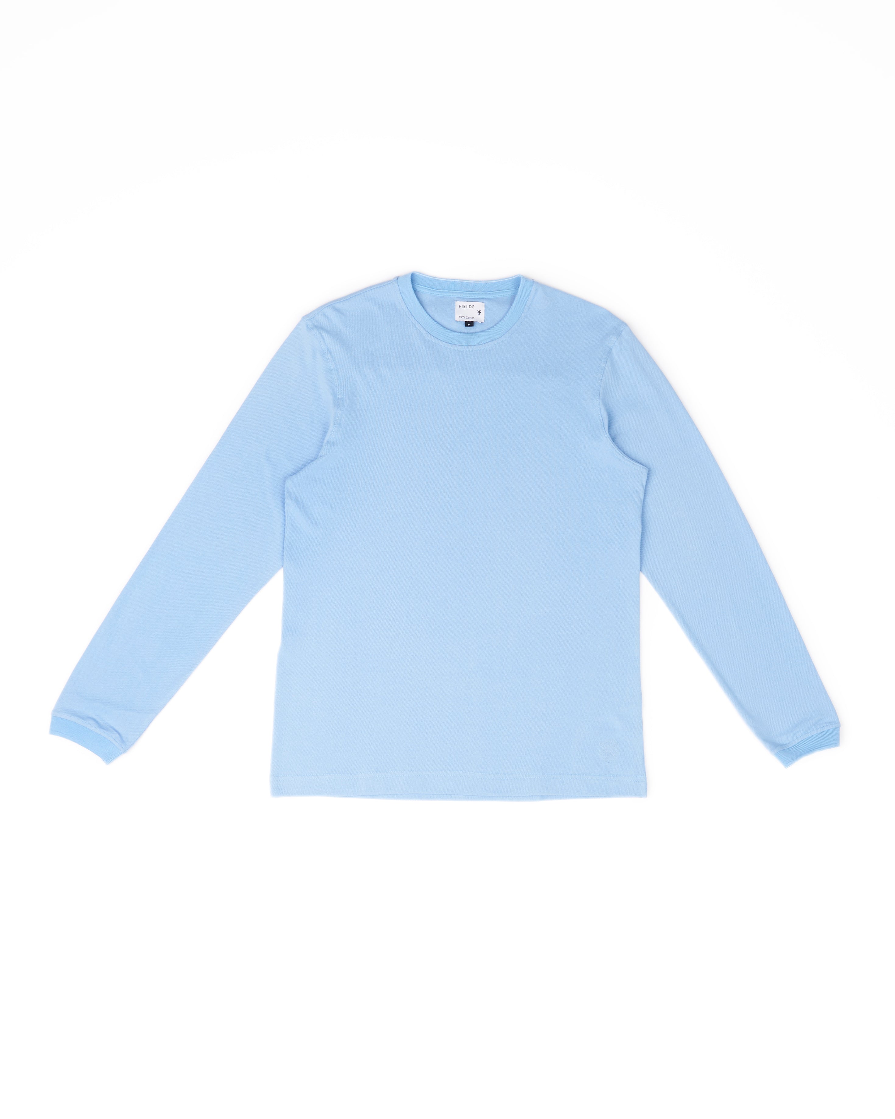 Cotton Long Sleeve Pique Tee Della Robia Blue