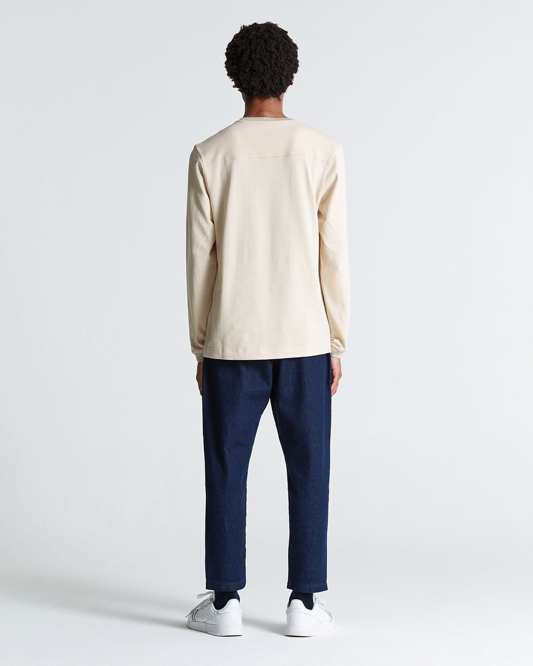 Cotton Long Sleeve Pique Tee Smoke Grey