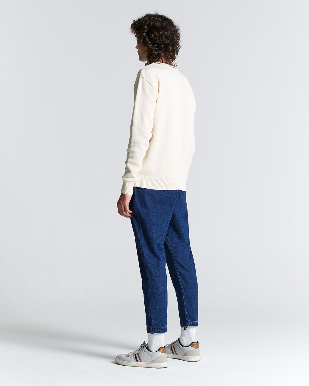 Cotton Round Neck Knit in Ecru