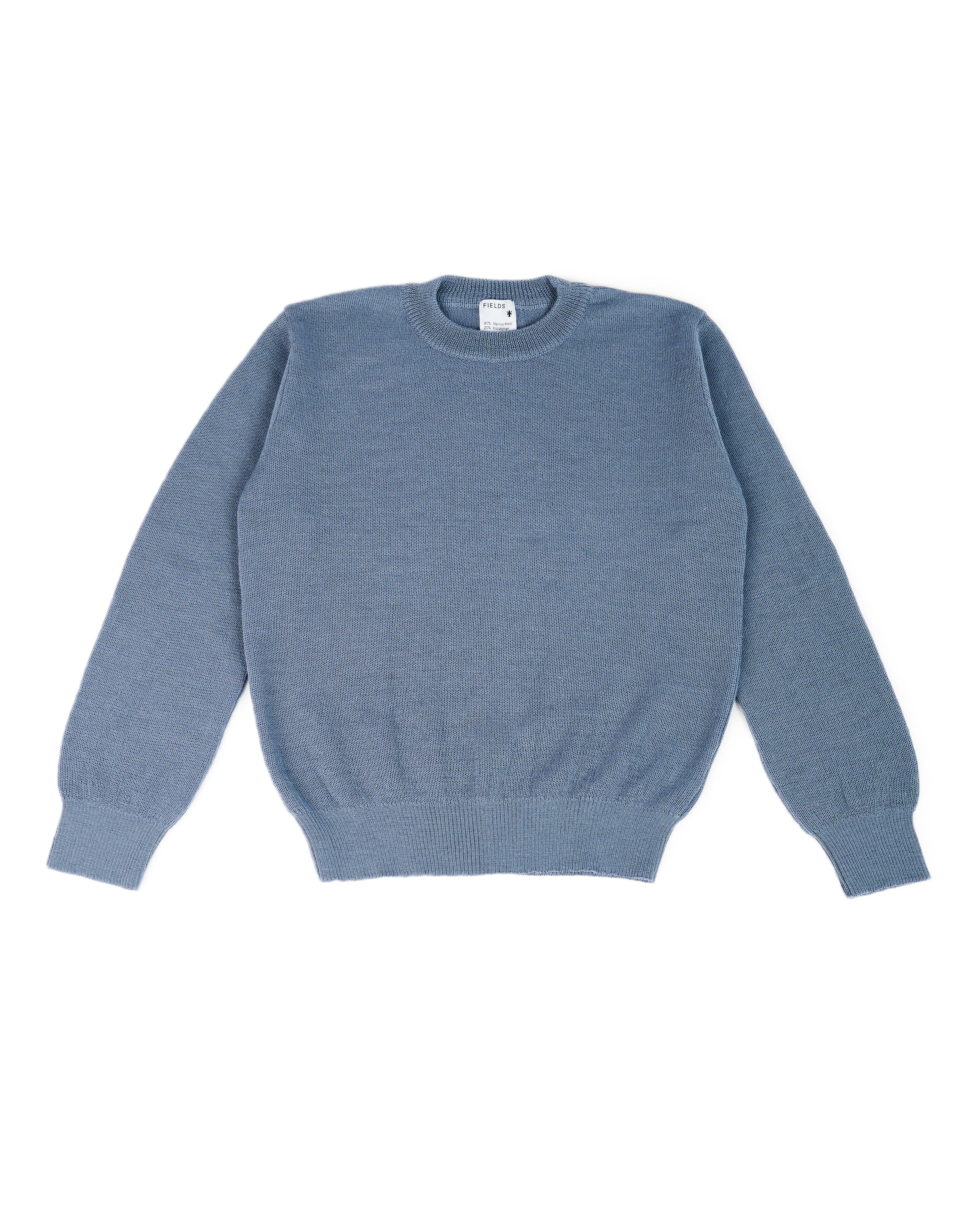 Wool & Mohair Round Neck Knit in Folkstone Grey