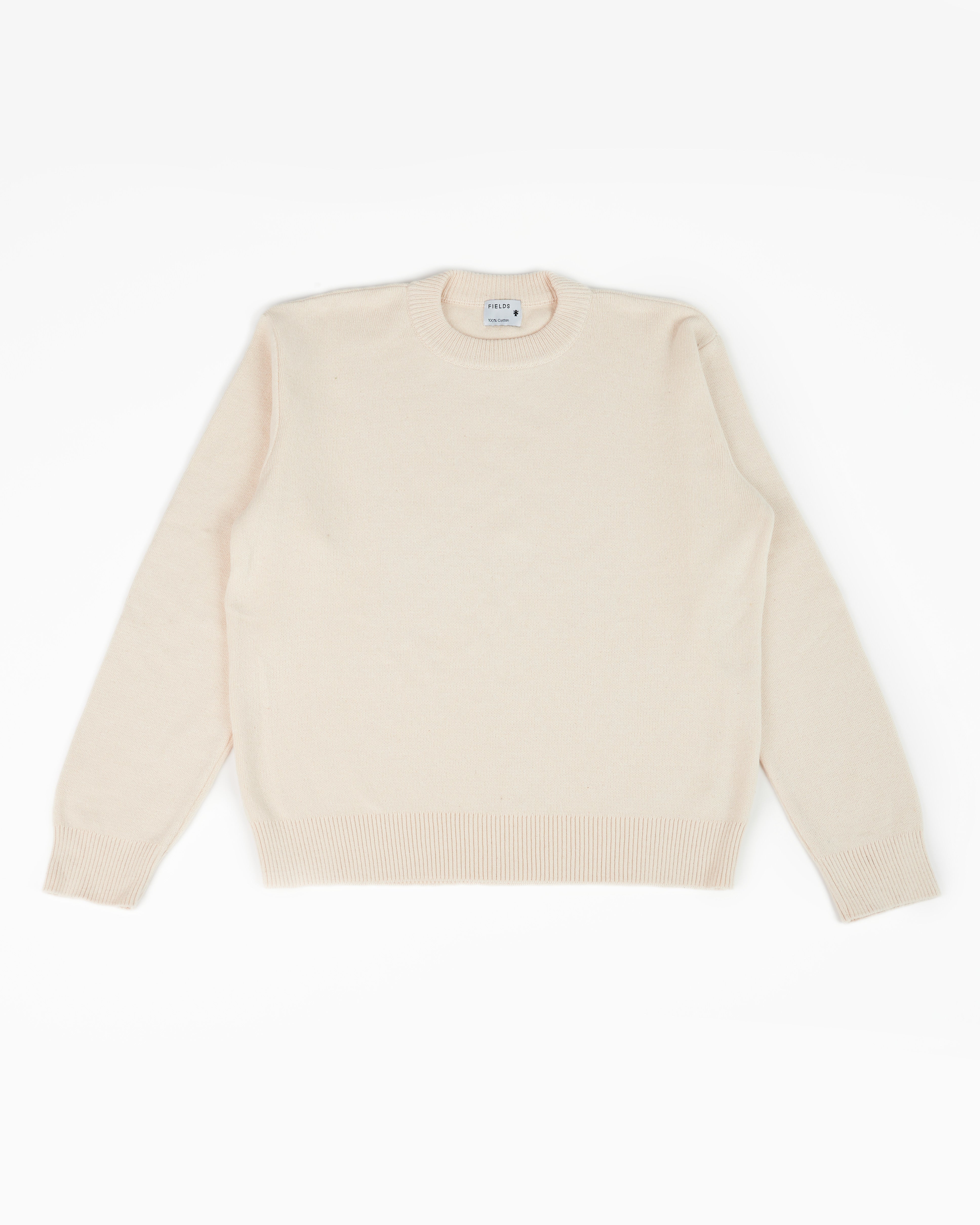 Cotton Round Neck Knit in Ecru