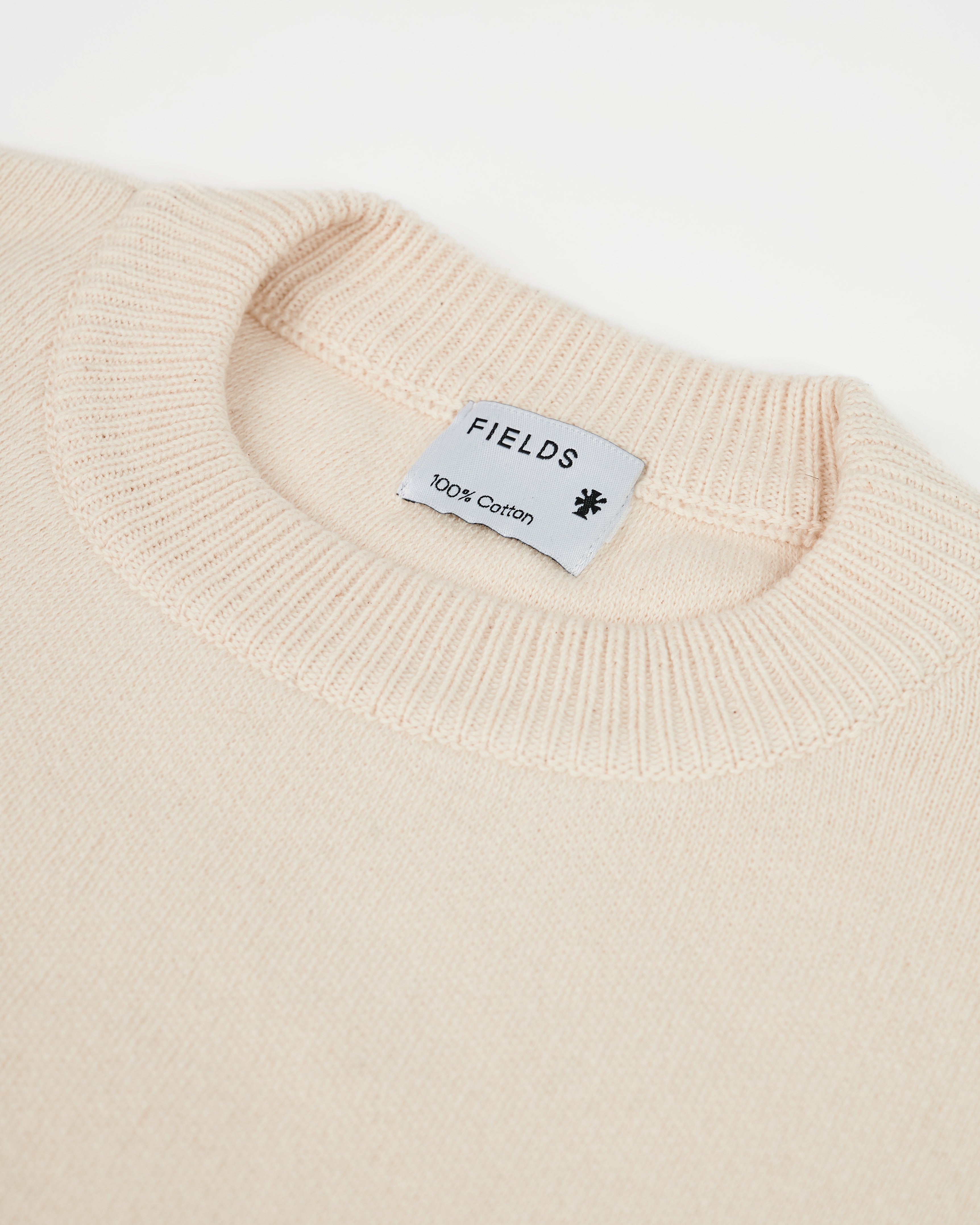 Cotton Round Neck Knit in Ecru