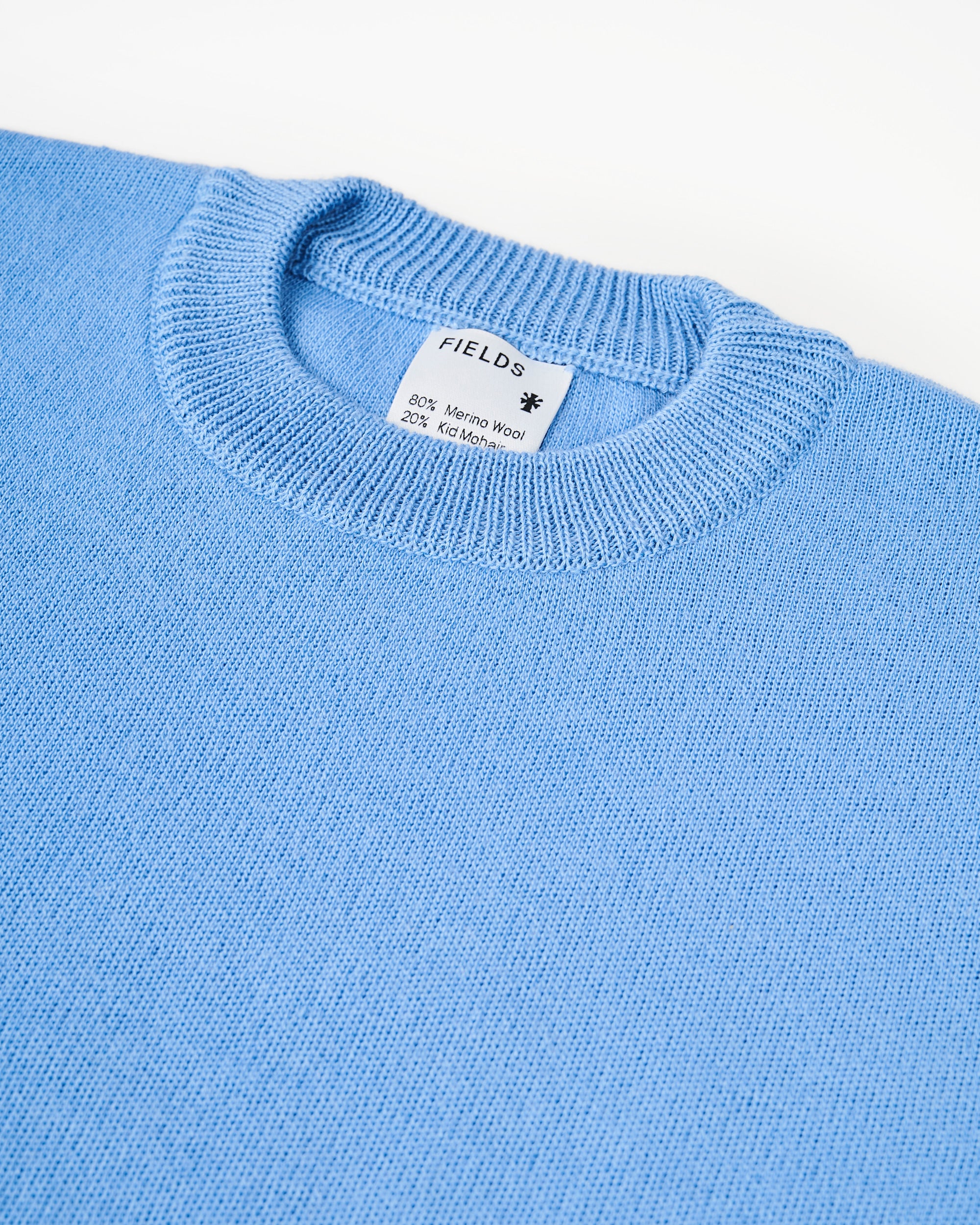 Round Neck Sweater in Wool & Mohair - Lichen Blue