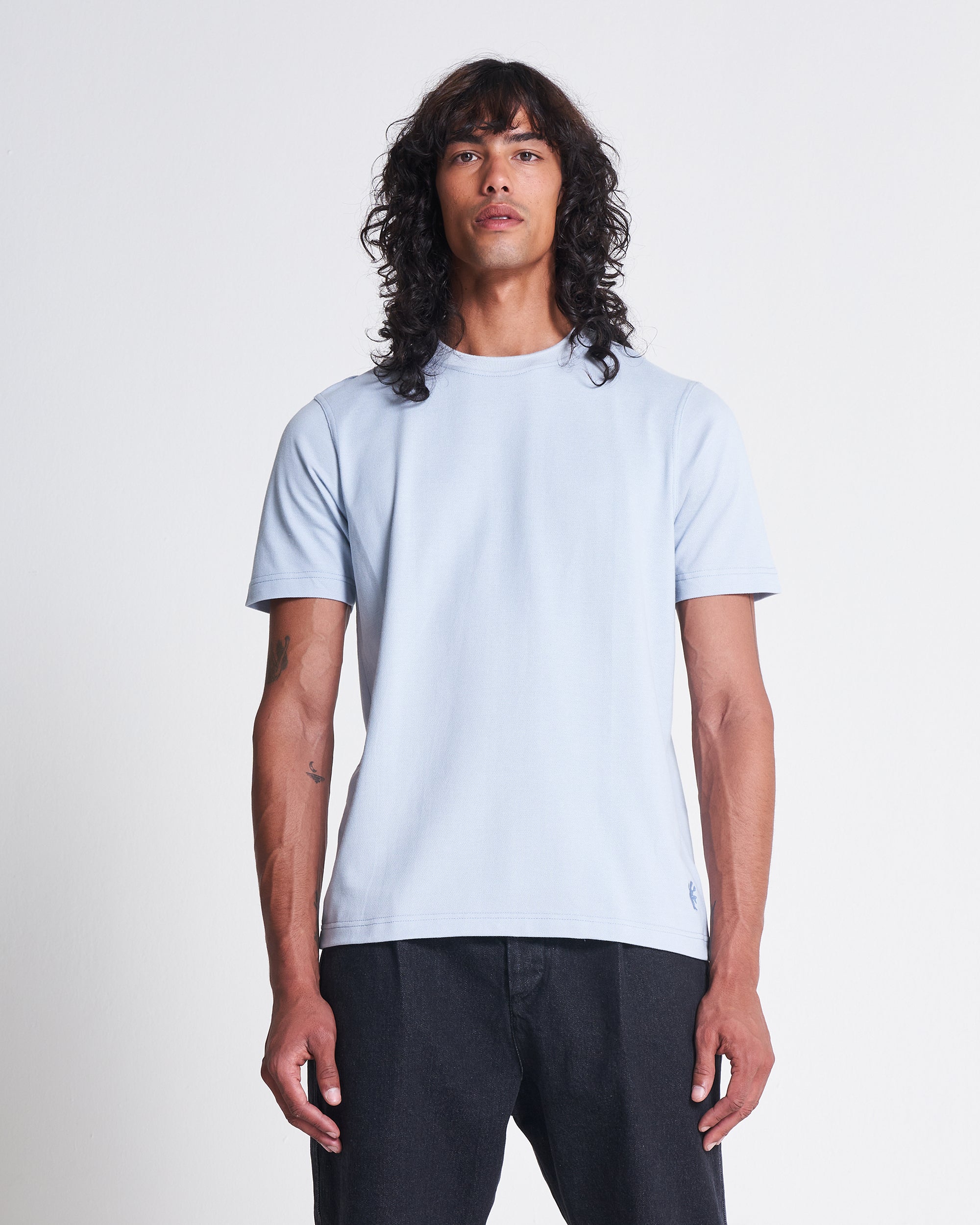 Short Sleeve Pique Tee in Zen Blue