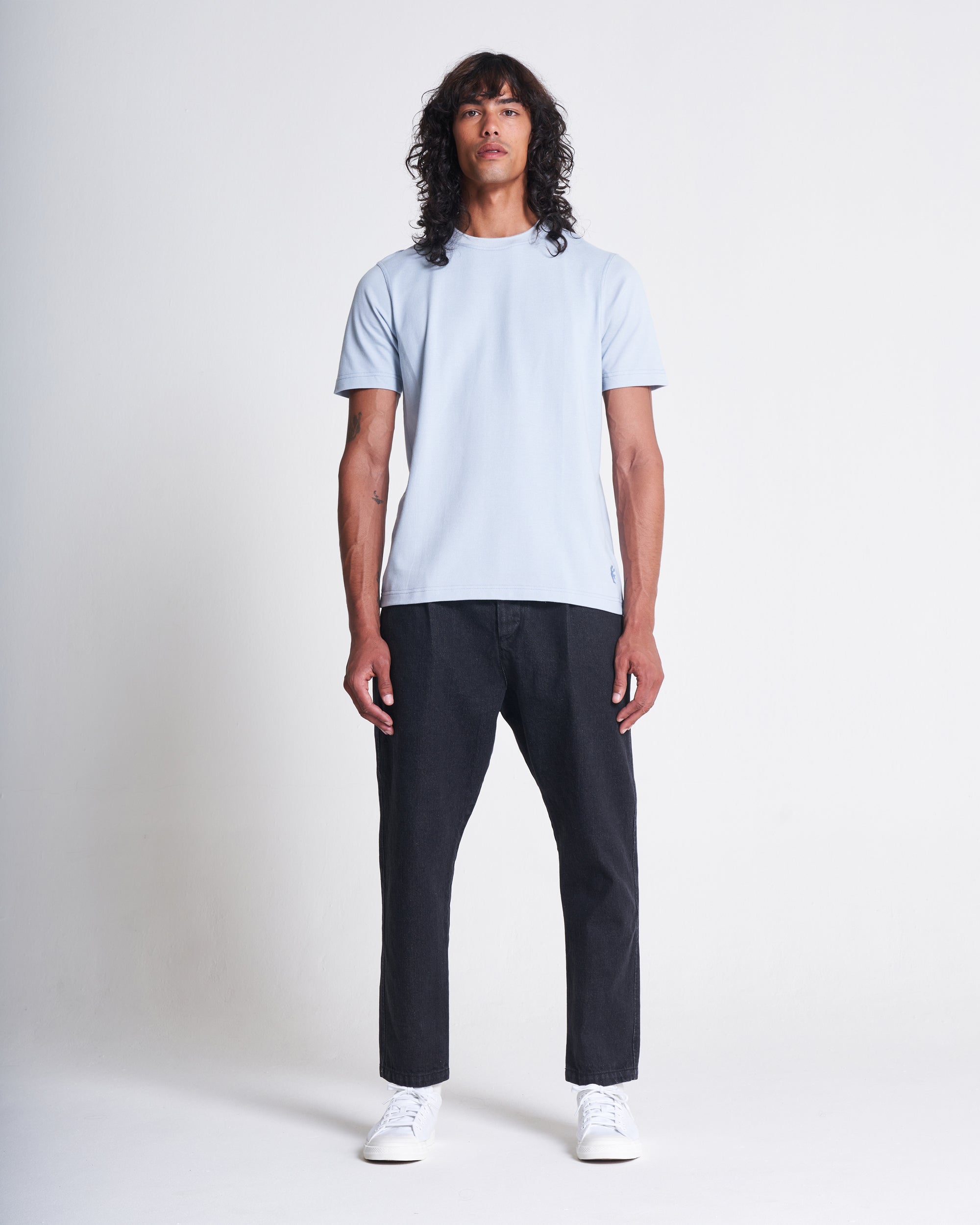 Short Sleeve Pique Tee in Zen Blue