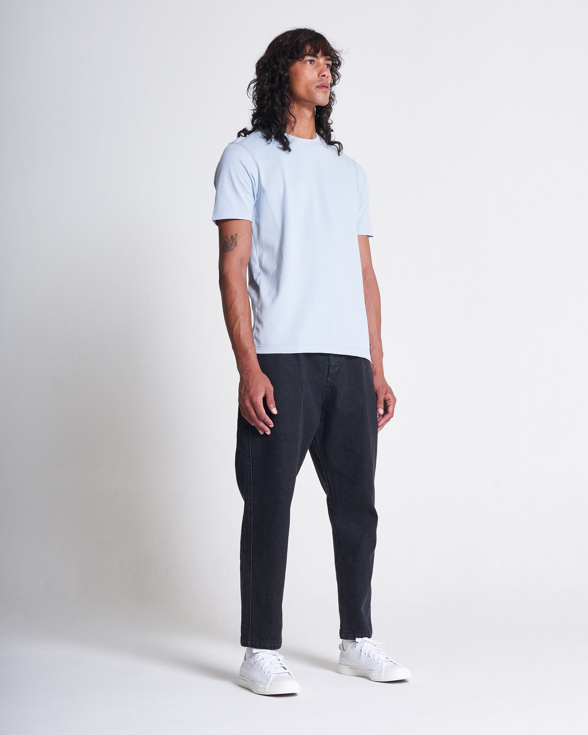 Short Sleeve Pique Tee in Zen Blue