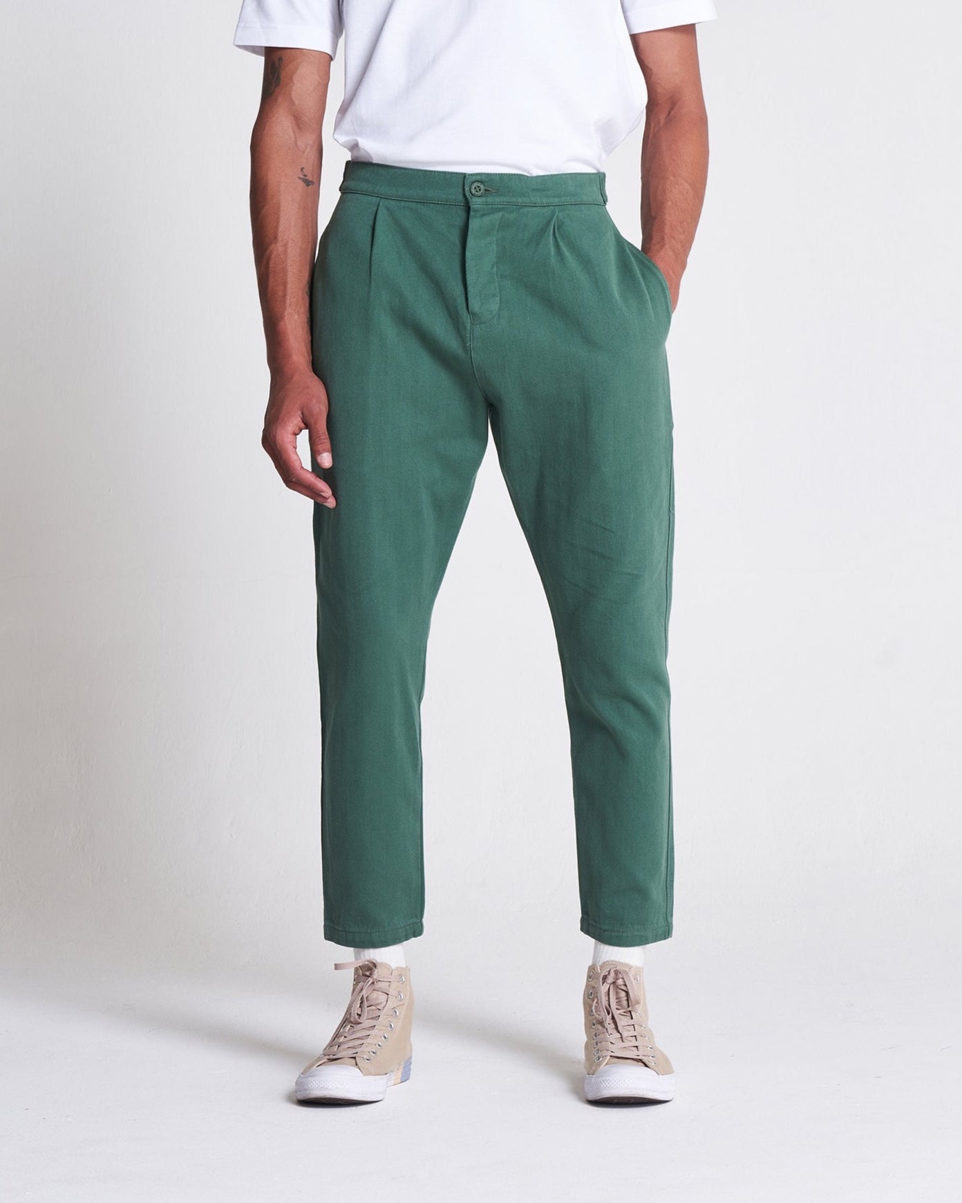 Weekend Trousers in Cotton Herringbone Myrtle