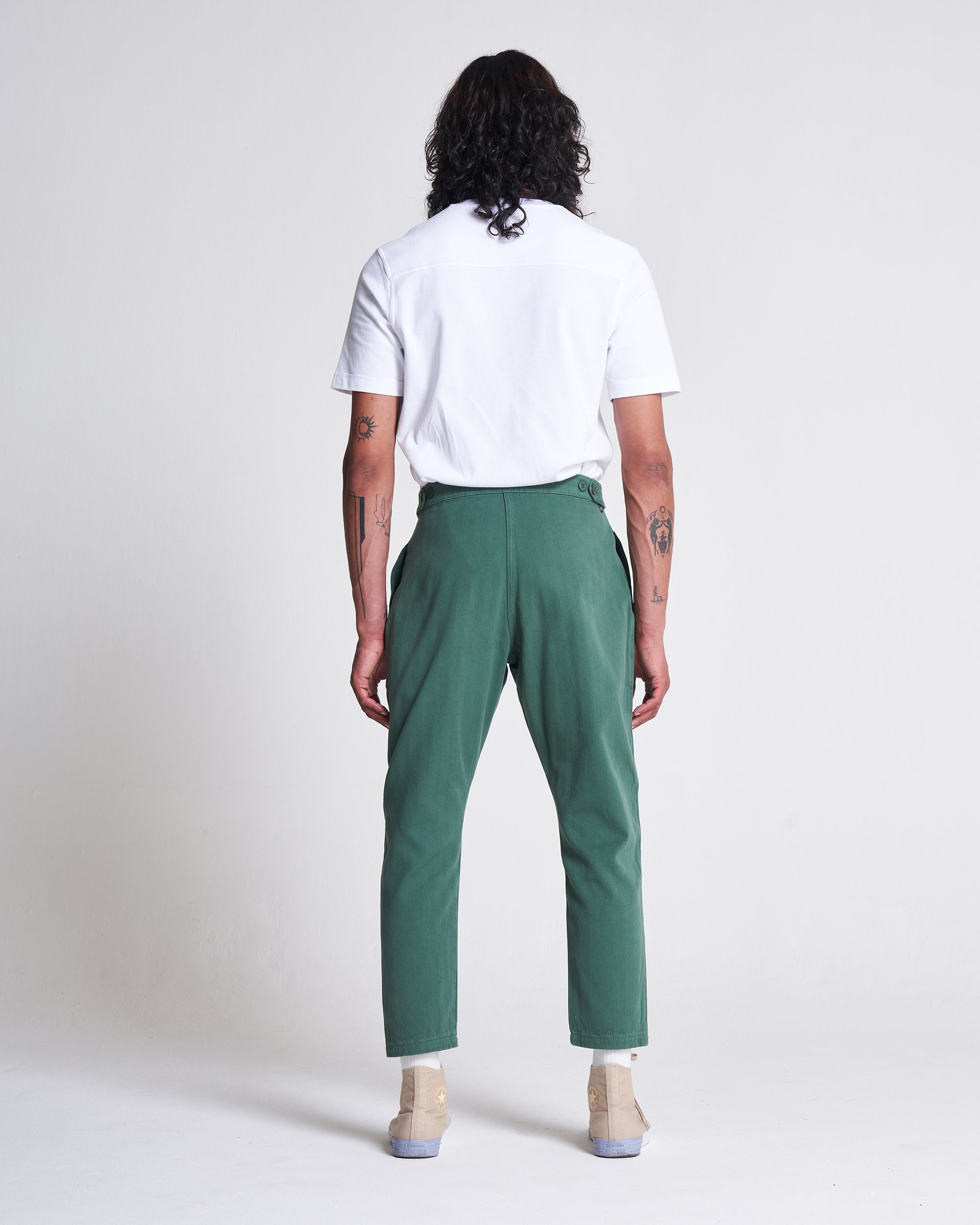 Weekend Trousers in Cotton Herringbone Myrtle