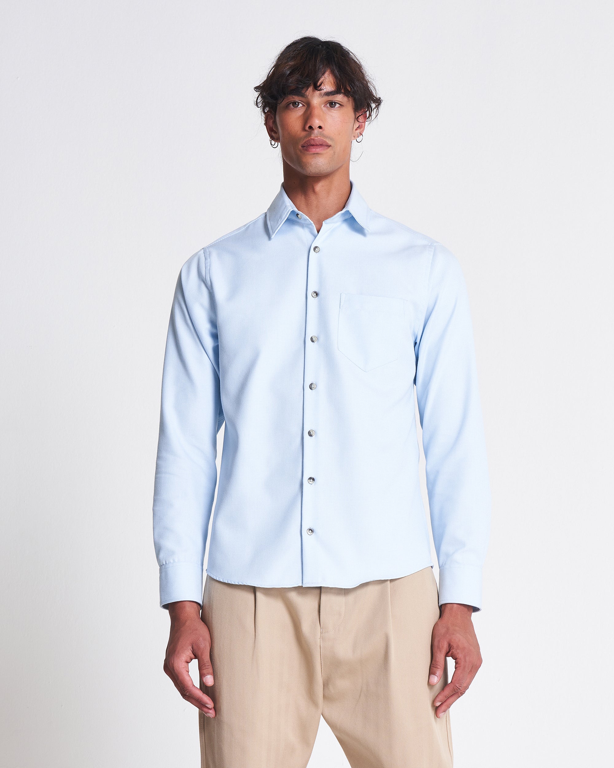 1 Pocket Shirt in Bluebell x White