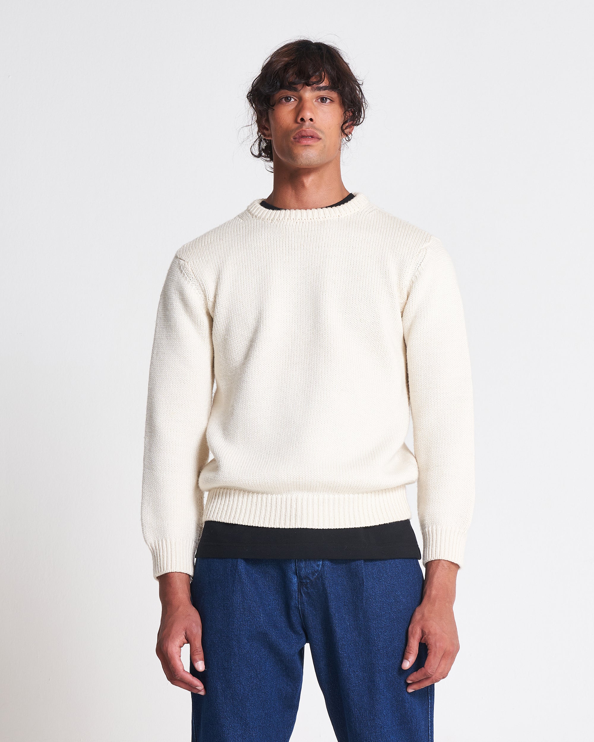 The 1kg Wool & Linen Sweater in Ecru  Edit alt text