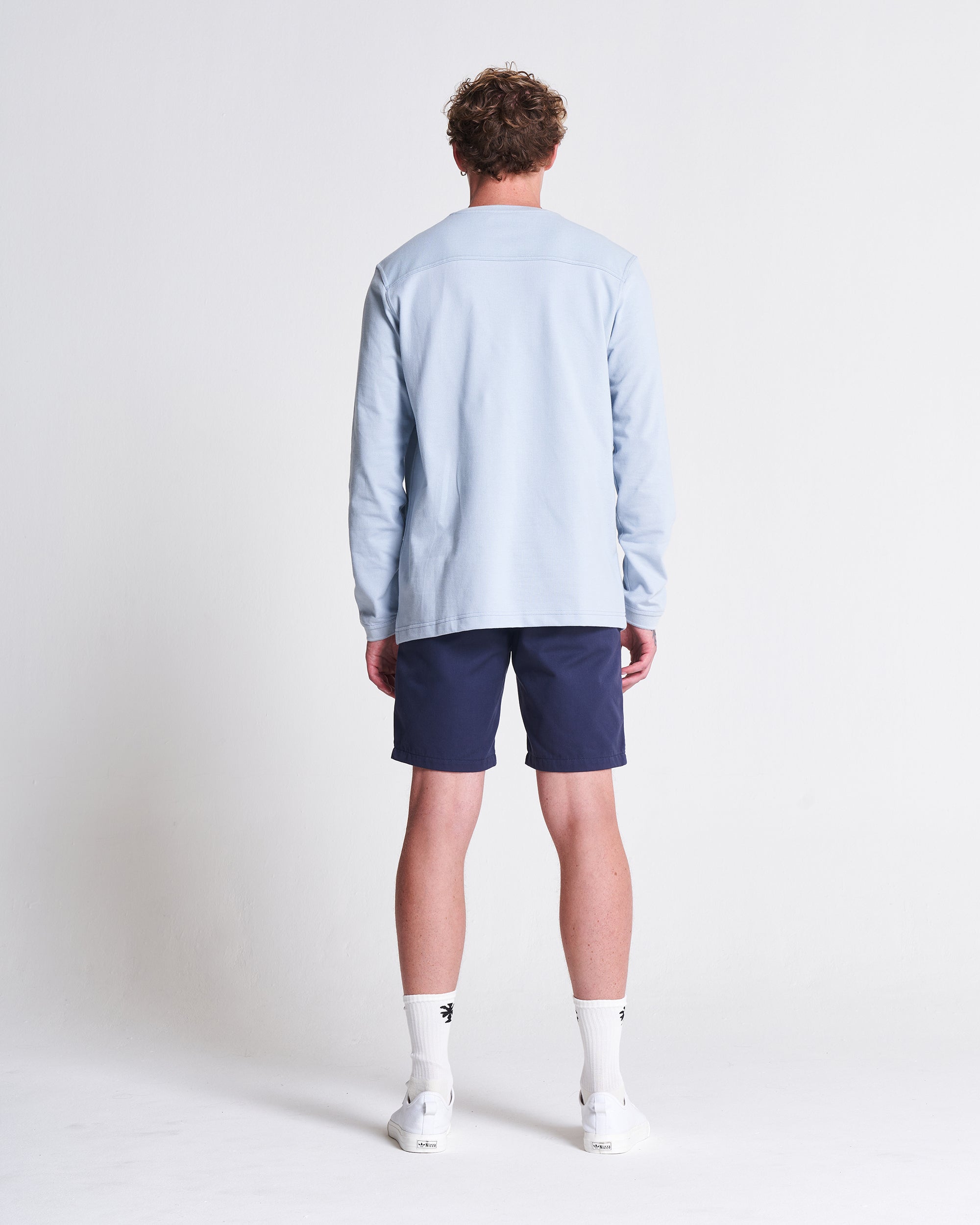 Long Sleeve Pique Tee in Zen Blue