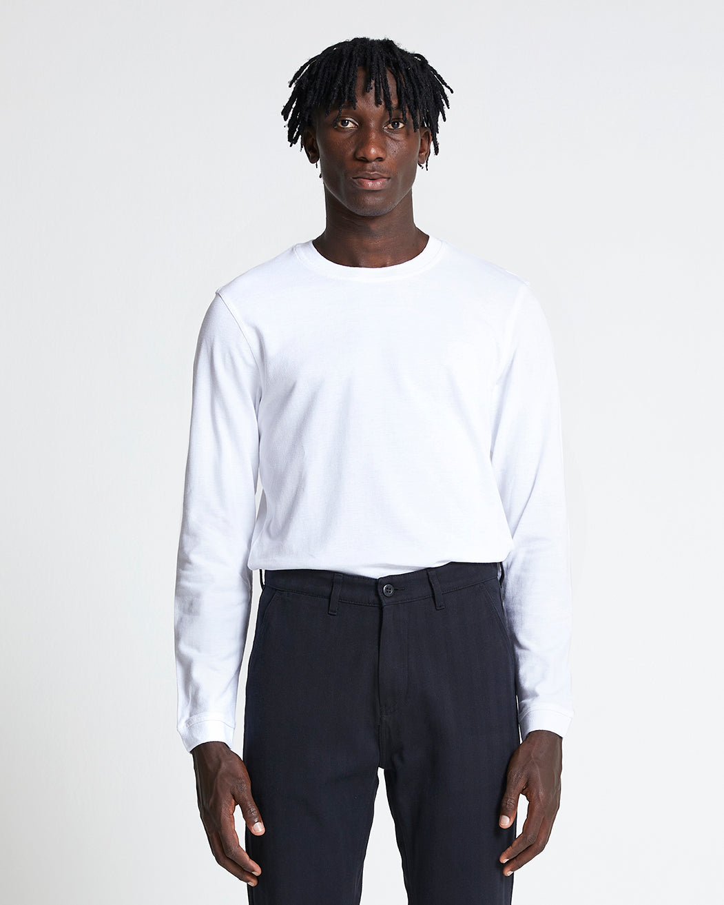 The Long Sleeve Pique Tee in Brilliant White