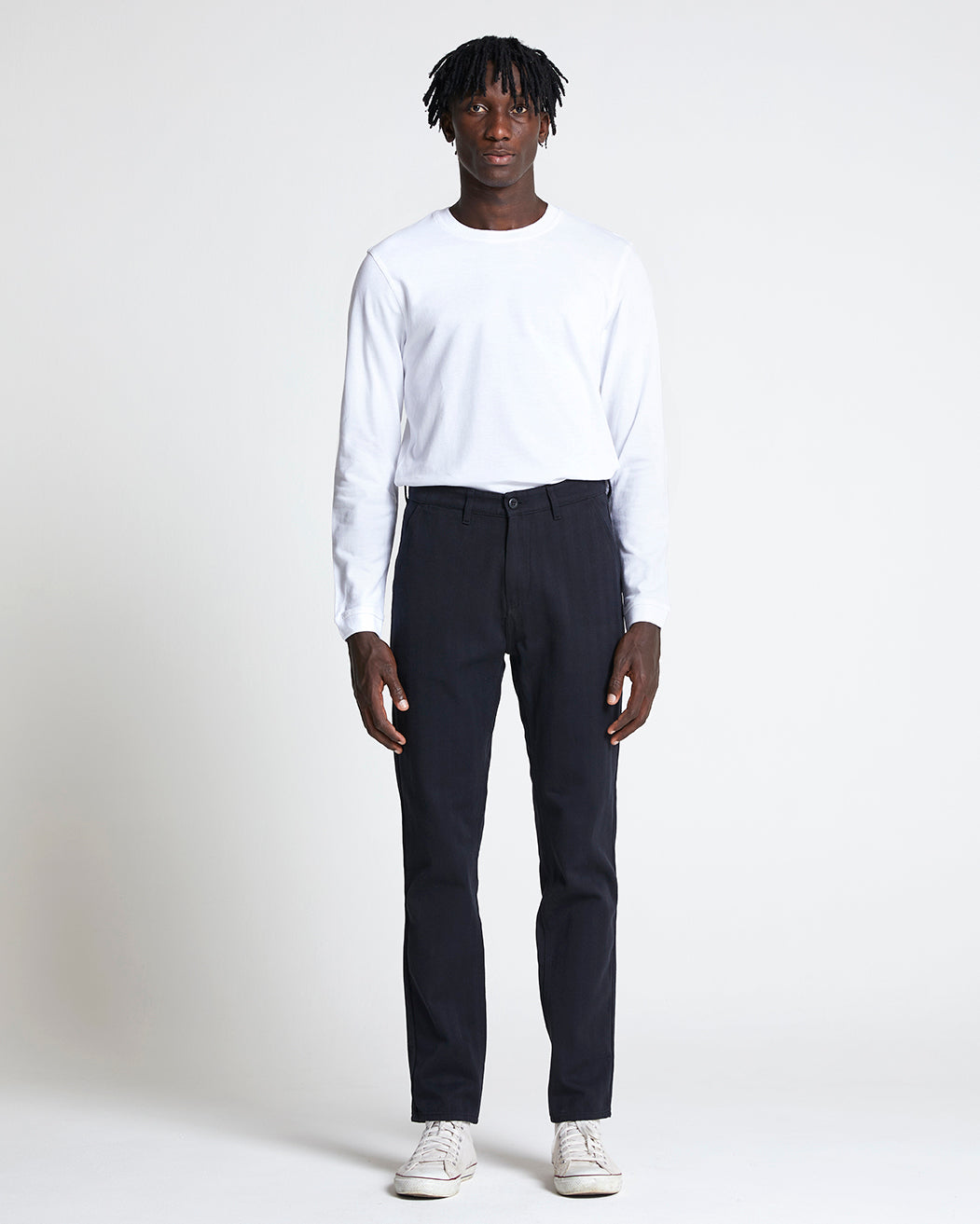 The Long Sleeve Pique Tee in Brilliant White