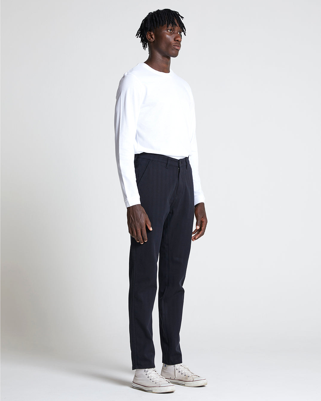 The Long Sleeve Pique Tee in Brilliant White