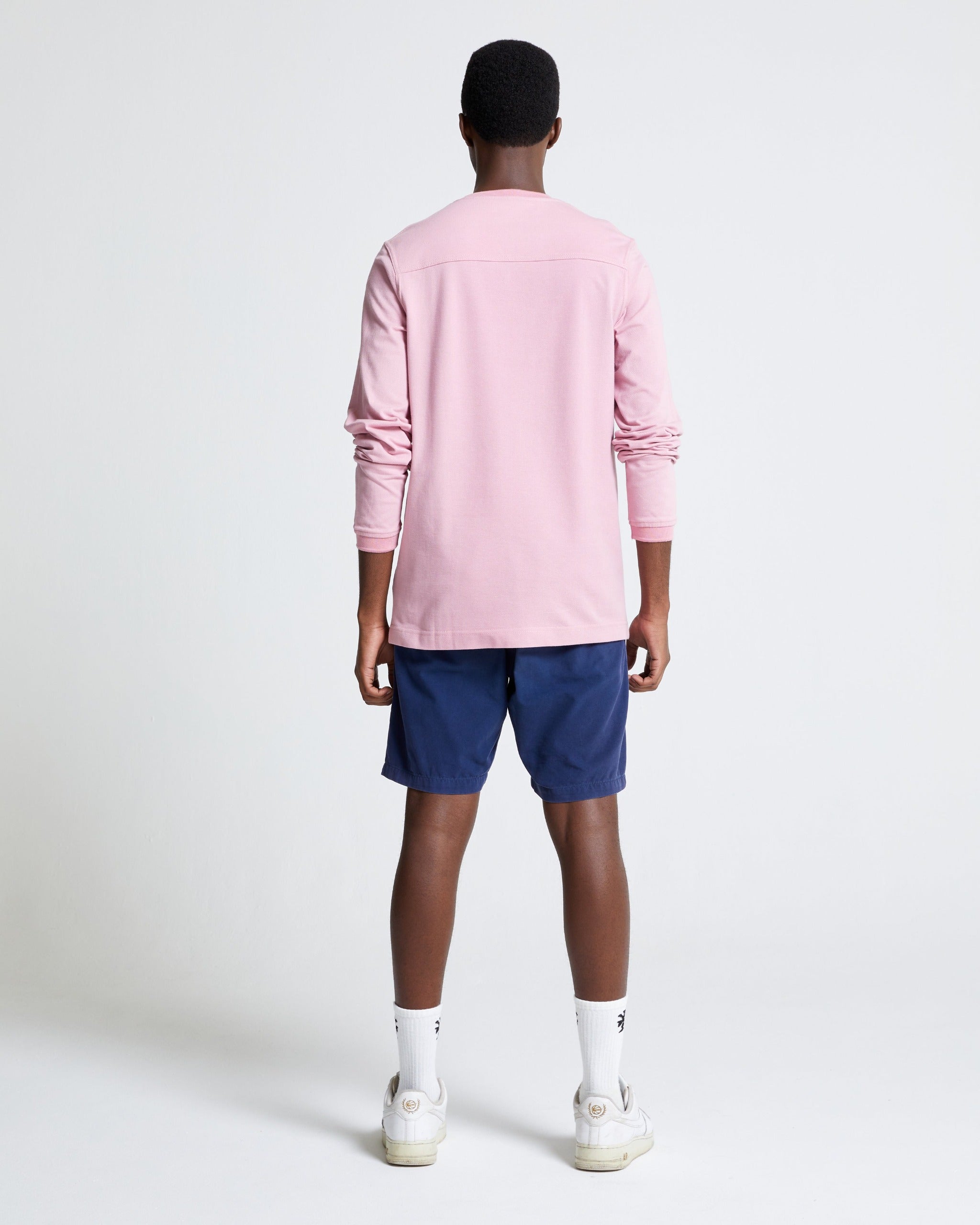 Long Sleeve Pique Tee in Cotton shade Dusty Pink