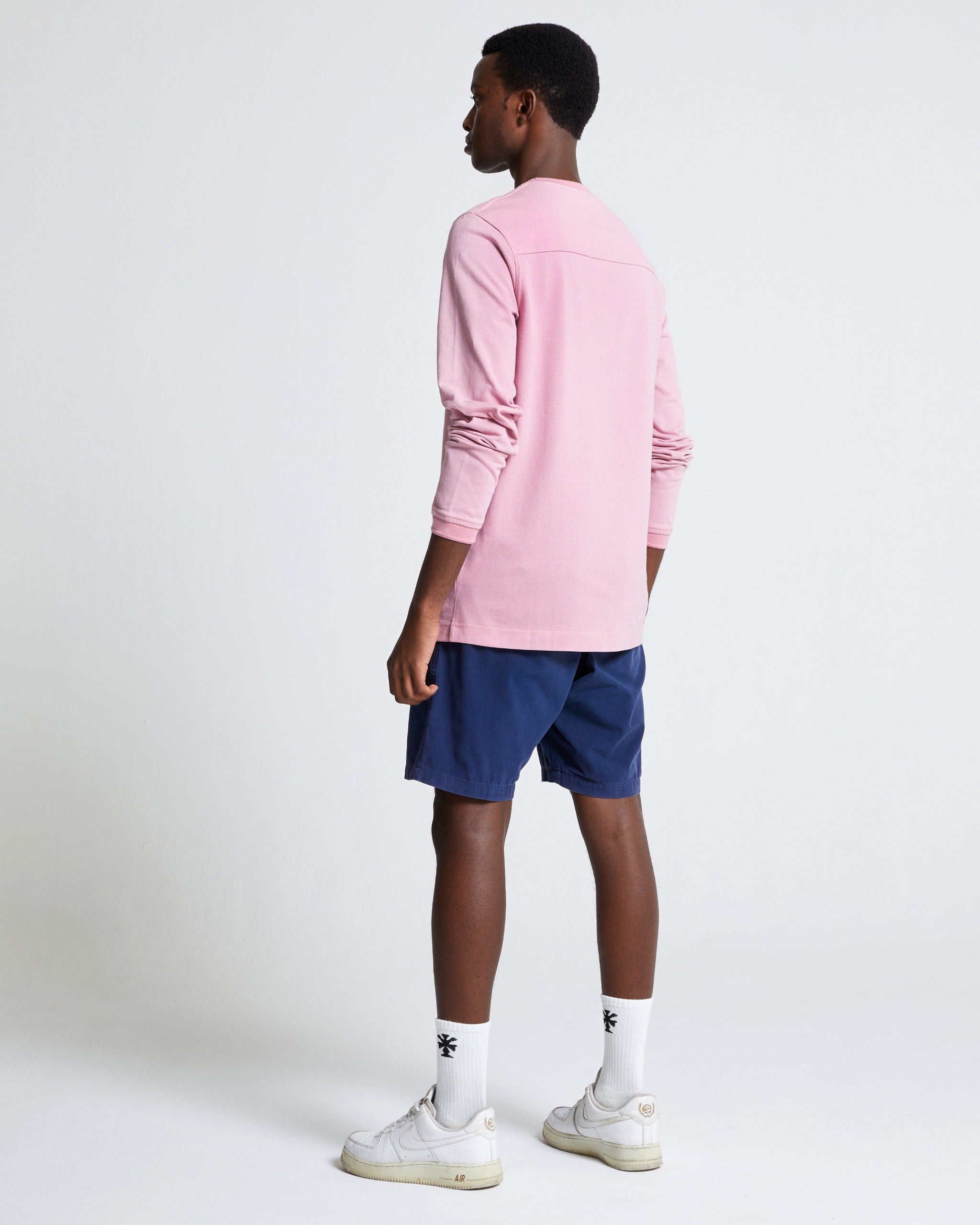 Long Sleeve Pique Tee in Cotton shade Dusty Pink