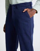 The Cotton Herringbone Straight Leg Trouser in Black Iris (Navy)