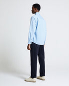 The Cotton Herringbone Straight Leg Trouser in Black Beauty