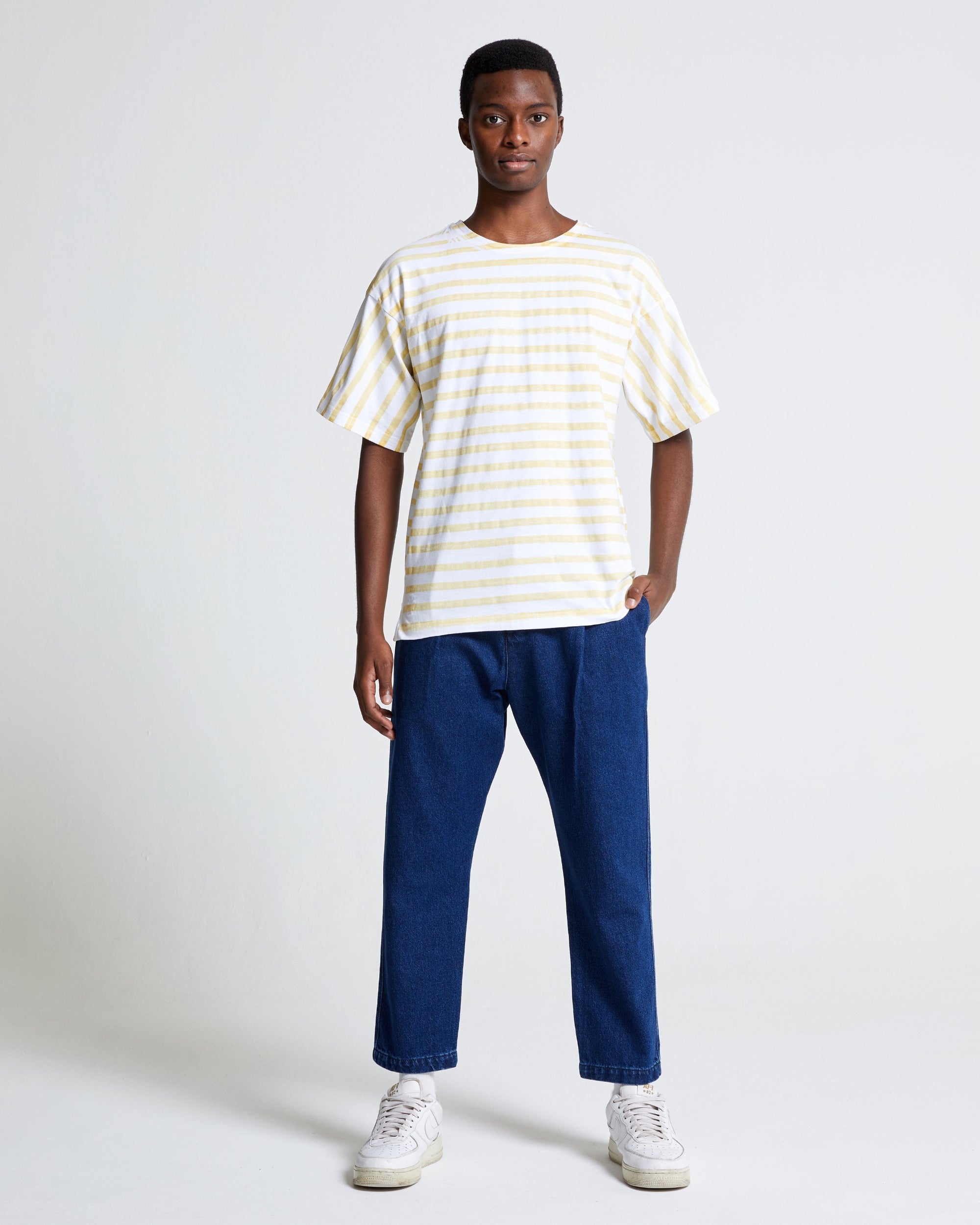 Striped Box Tee in Straw