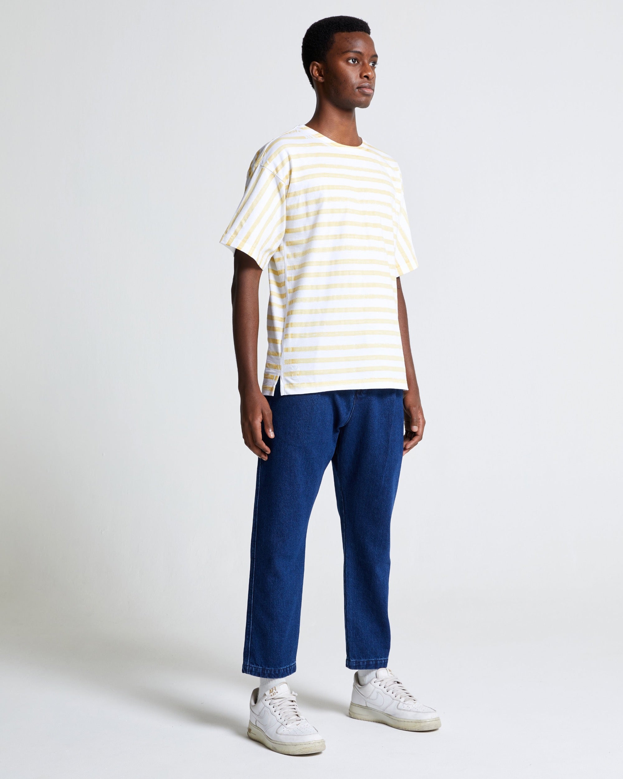 Striped Box Tee in Straw