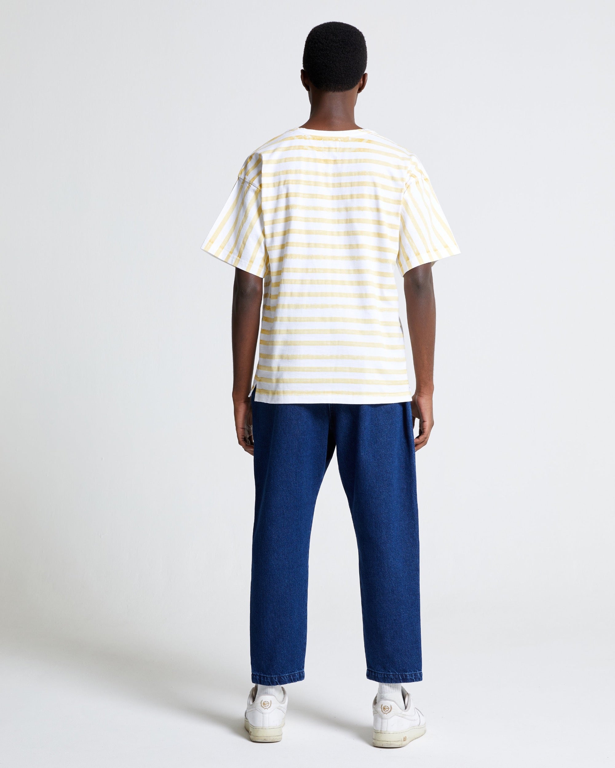 Striped Box Tee in Straw