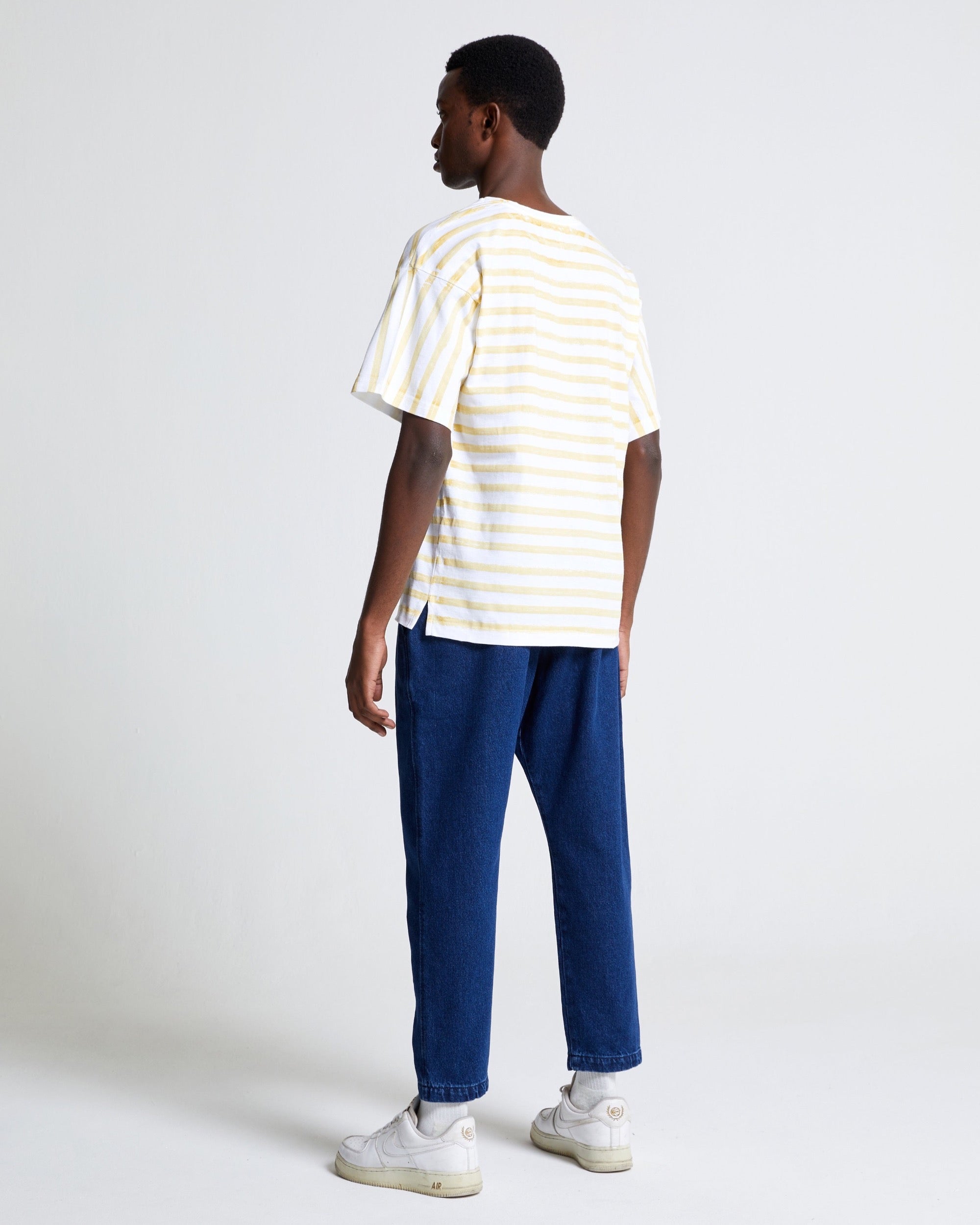 Striped Box Tee in Straw