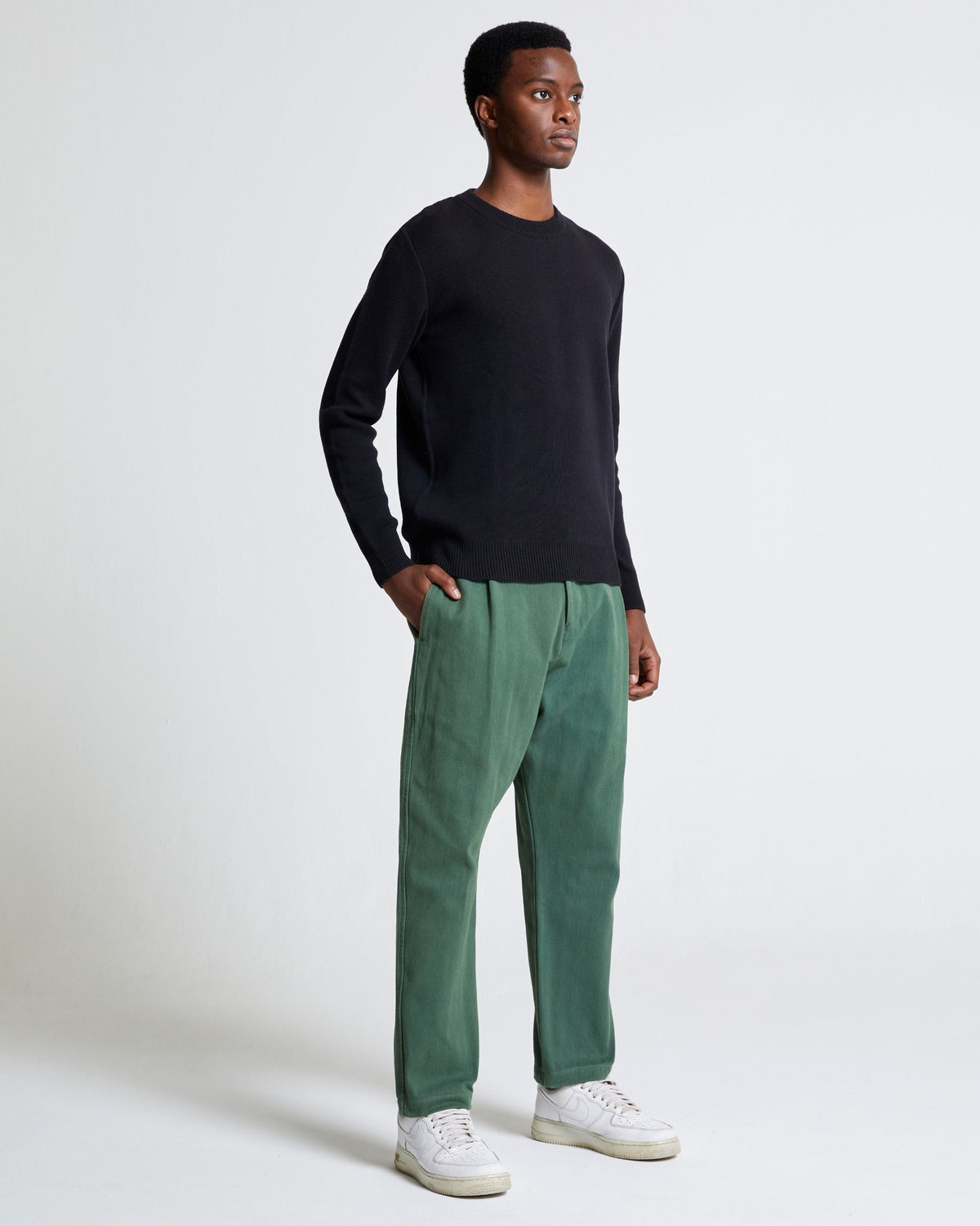 Wool and Mohair Round Neck Knit in Black Beauty