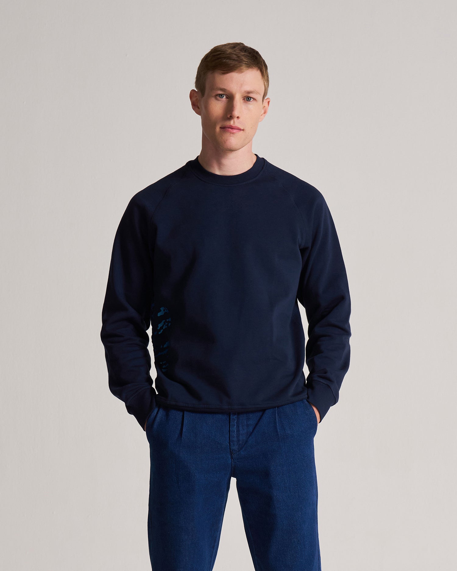 Simple Sweater in Cotton - Navy Blazer