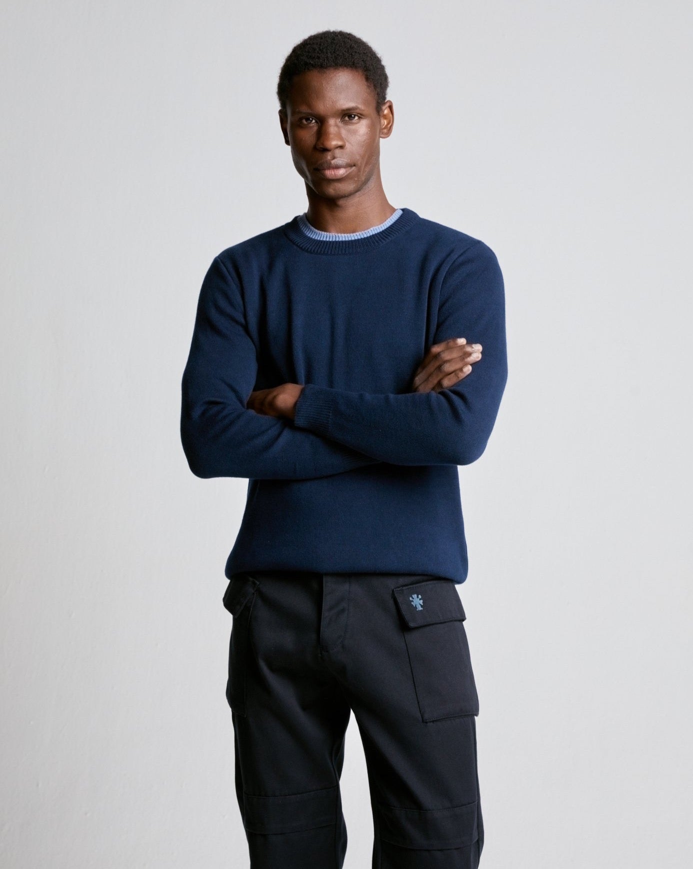 Round neck sweater in cotton