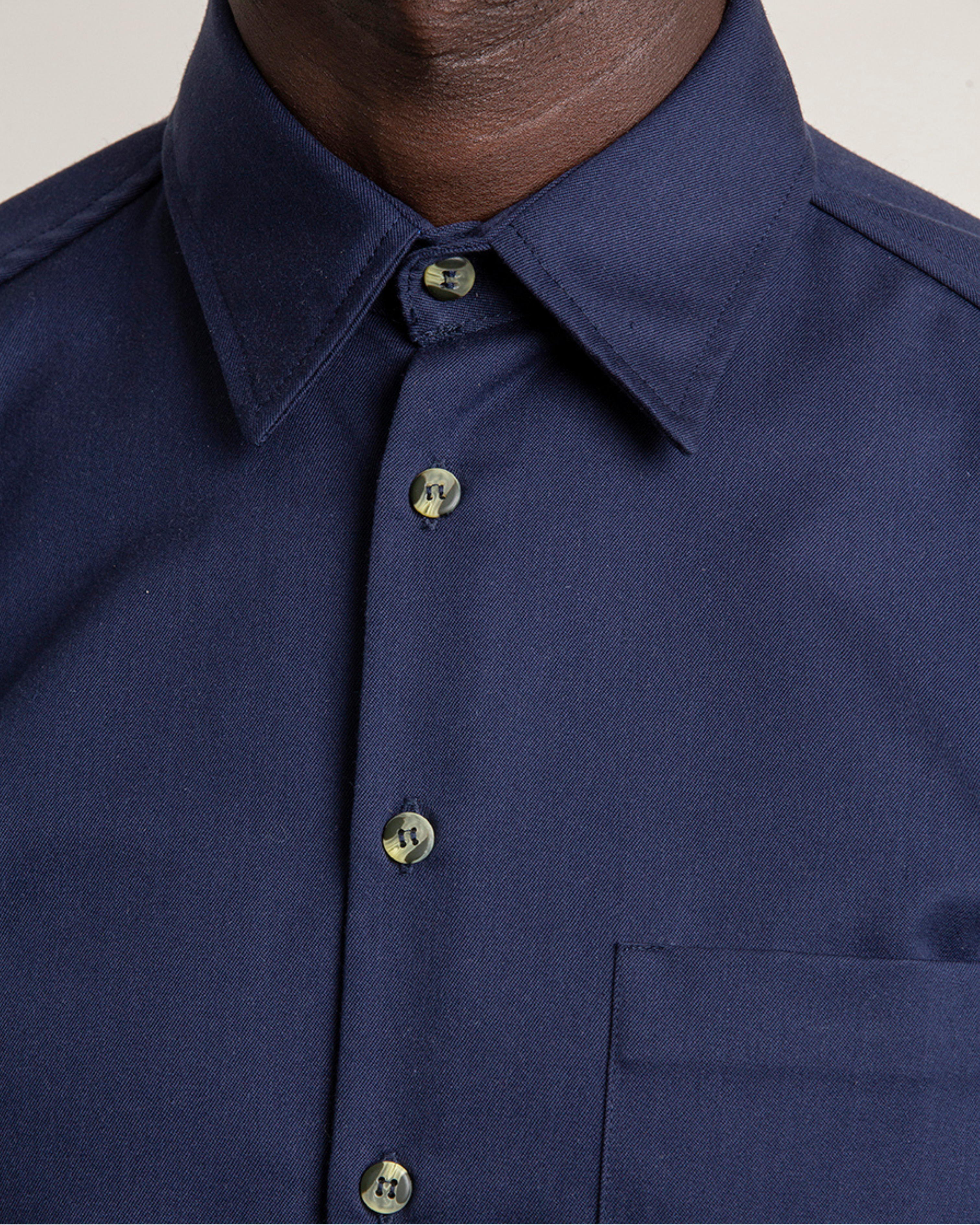 The 1 Pocket Cotton Shirt in Black Iris (Navy)