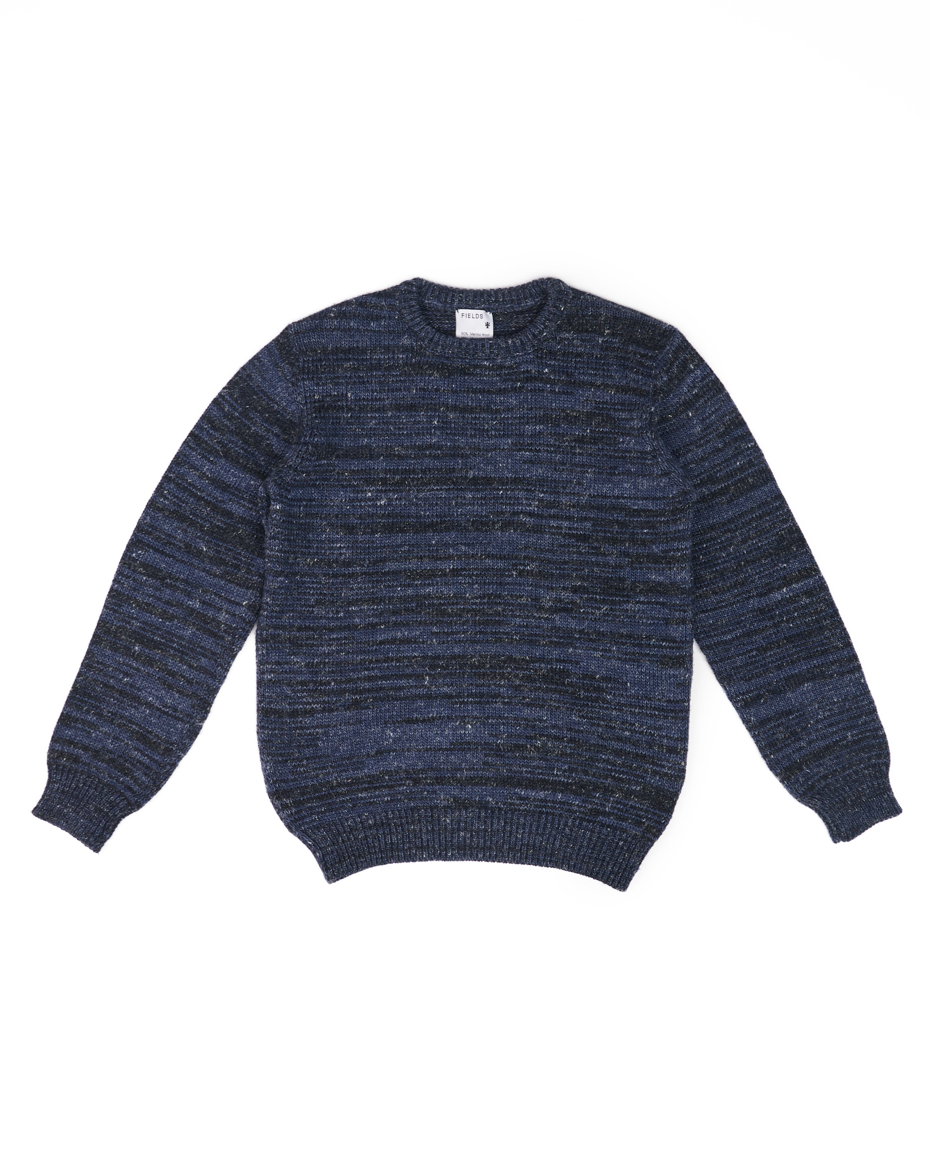1Kg Wool & Linen Sweater in Black Beauty & Navy Blazer