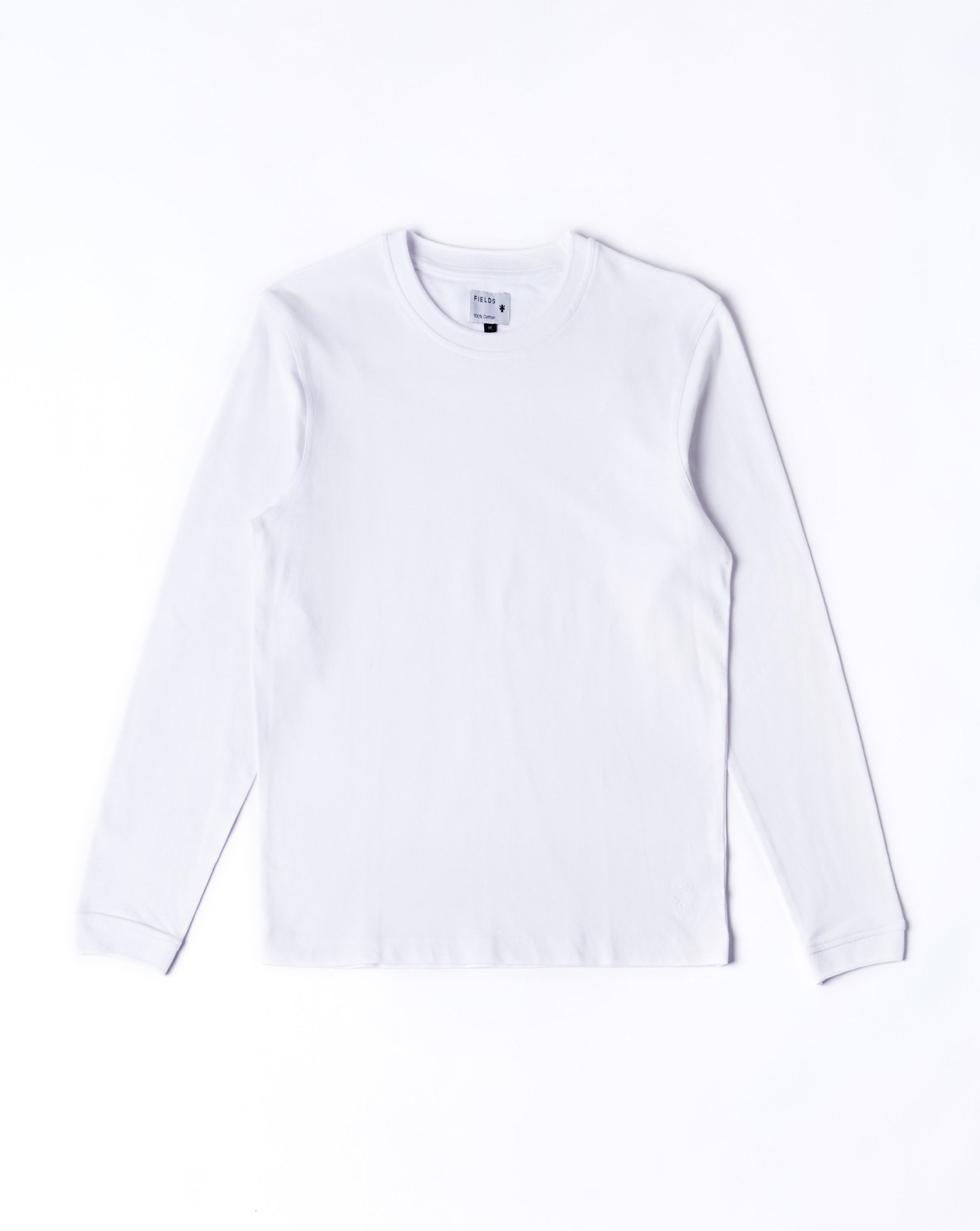 The Long Sleeve Pique Tee in Brilliant White