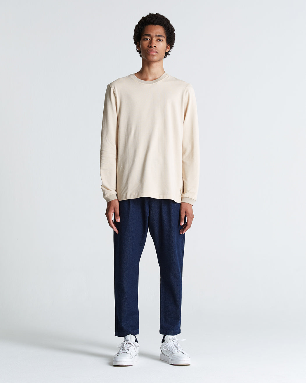 Cotton Long Sleeve Pique Tee Smoke Grey