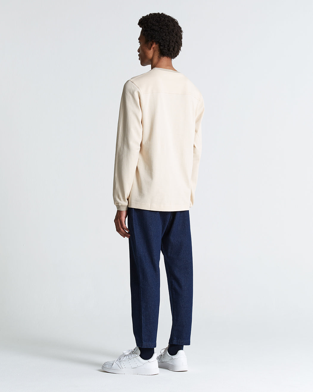 Cotton Long Sleeve Pique Tee Smoke Grey