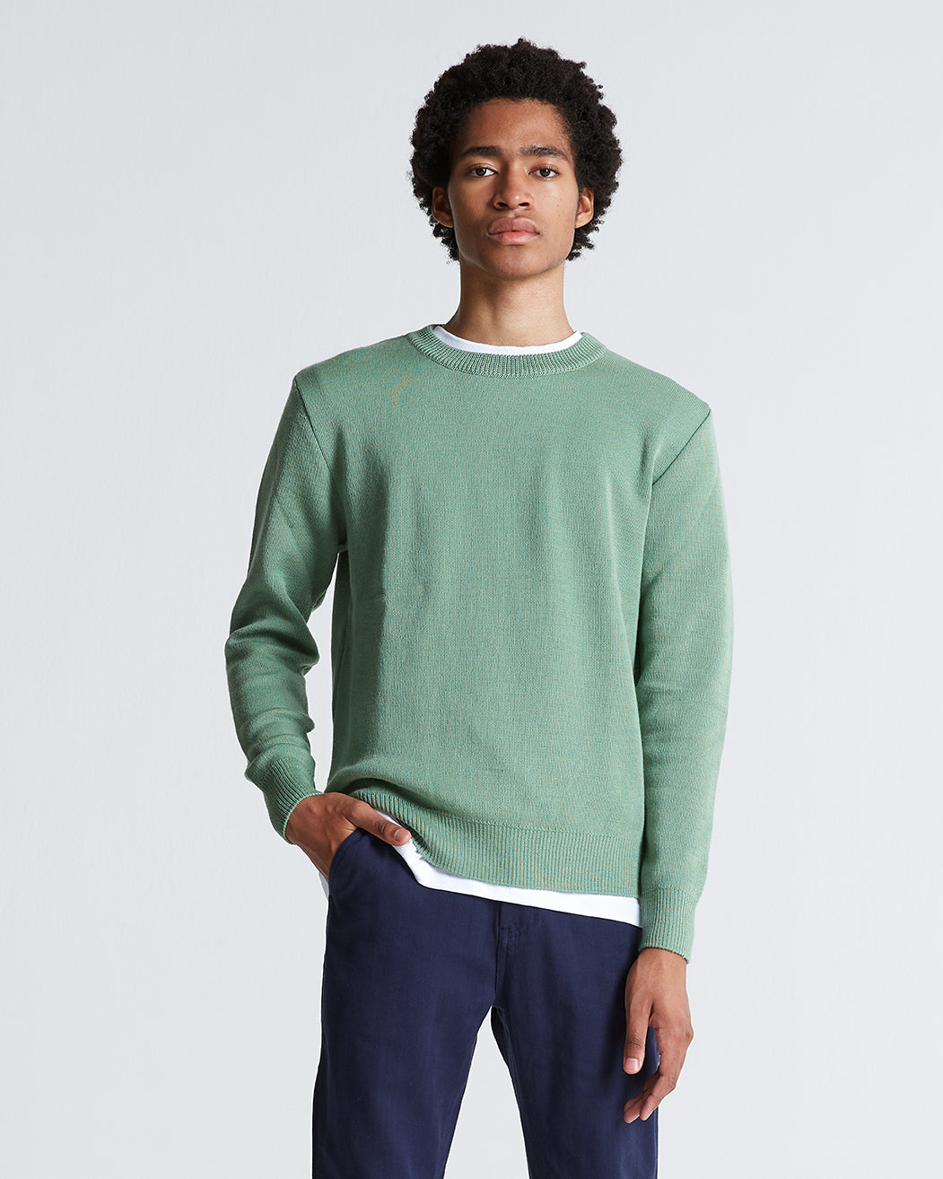 Wool & Mohair Round Neck Knit in Mistletoe