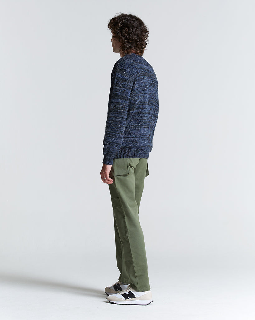 1Kg Wool & Linen Sweater in Black Beauty & Navy Blazer