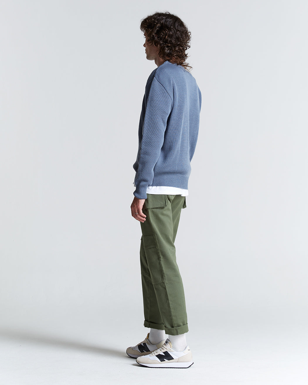 Wool & Mohair Round Neck Knit in Folkstone Grey