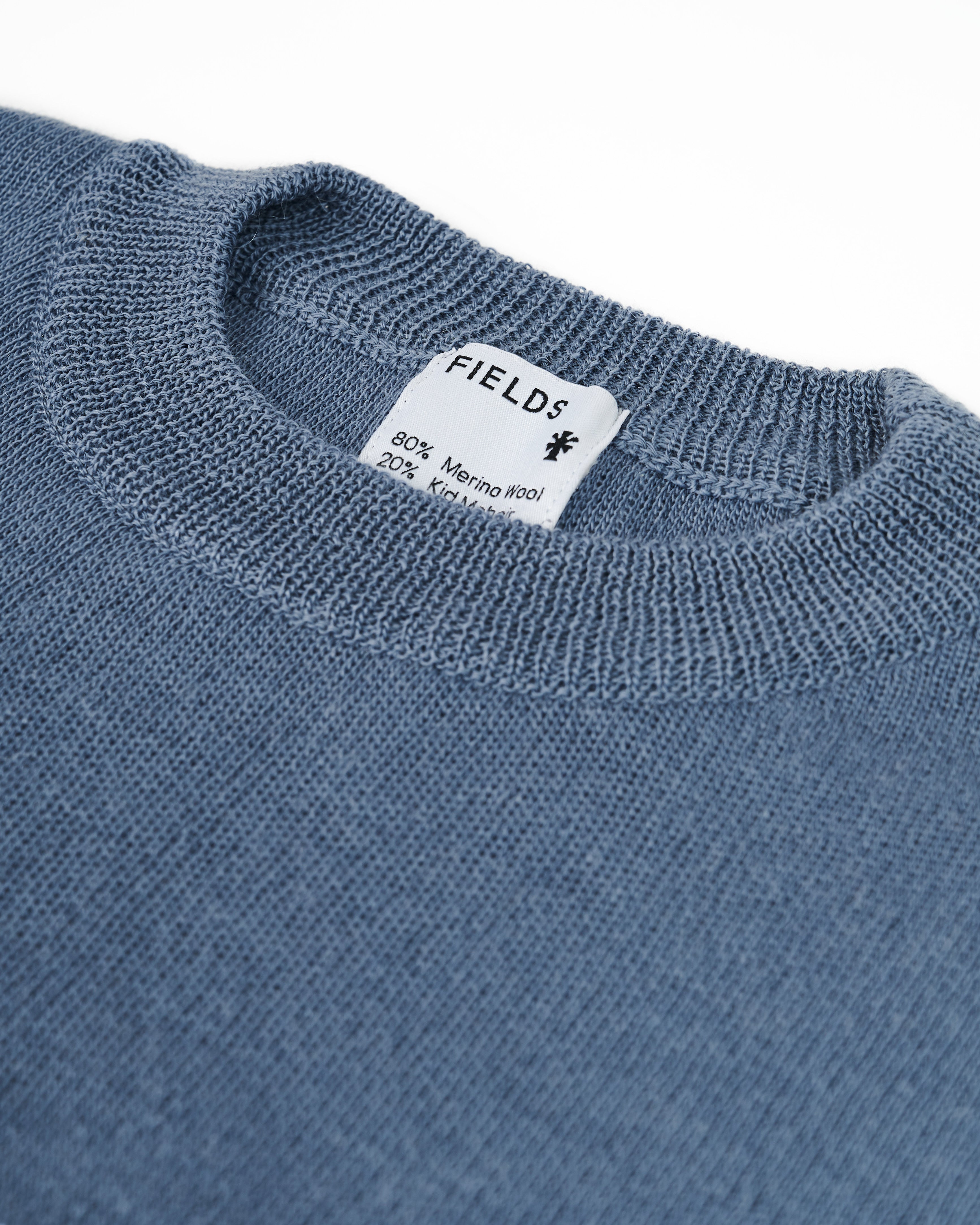 Wool & Mohair Round Neck Knit in Folkstone Grey