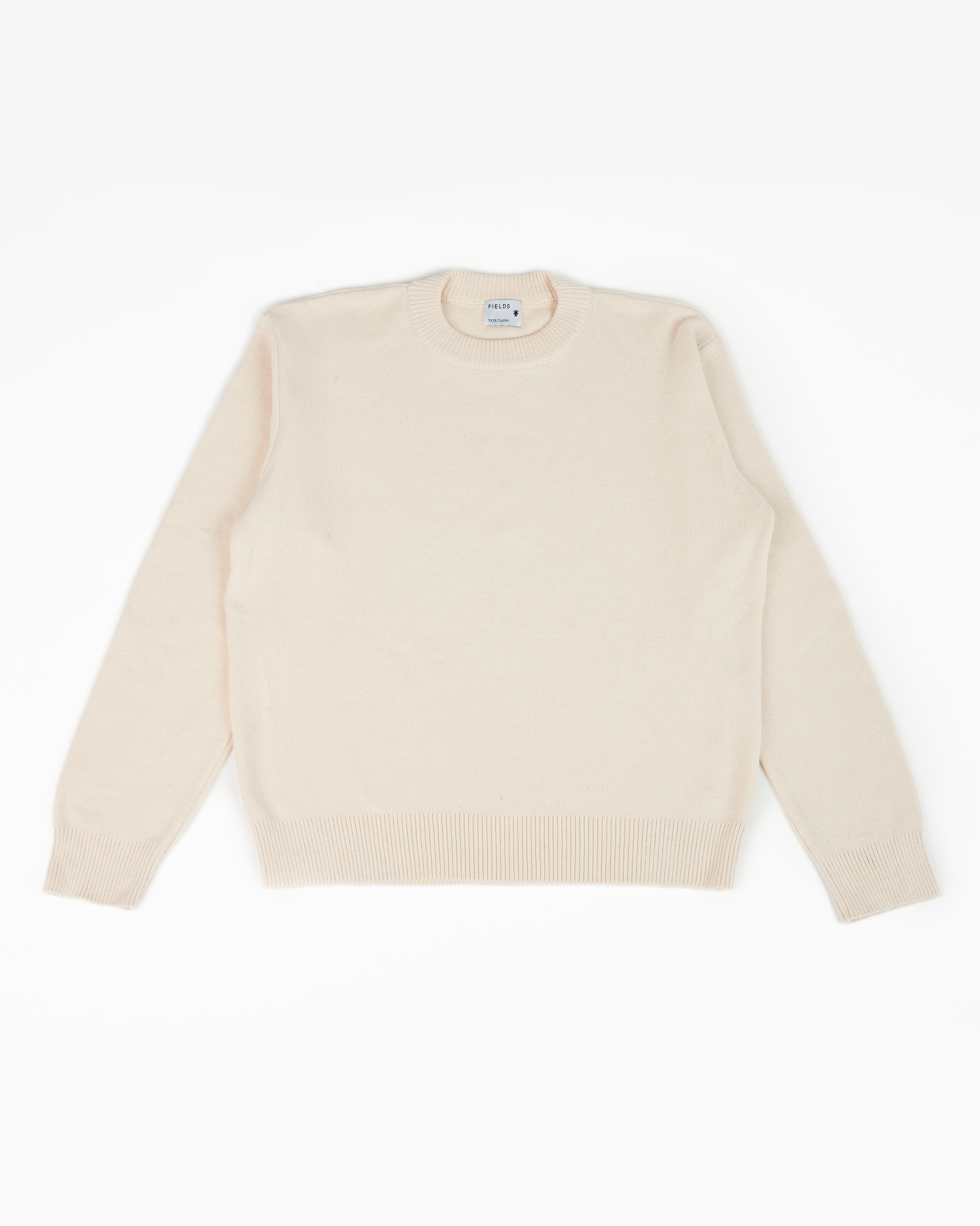 Cotton Round Neck Knit in Ecru