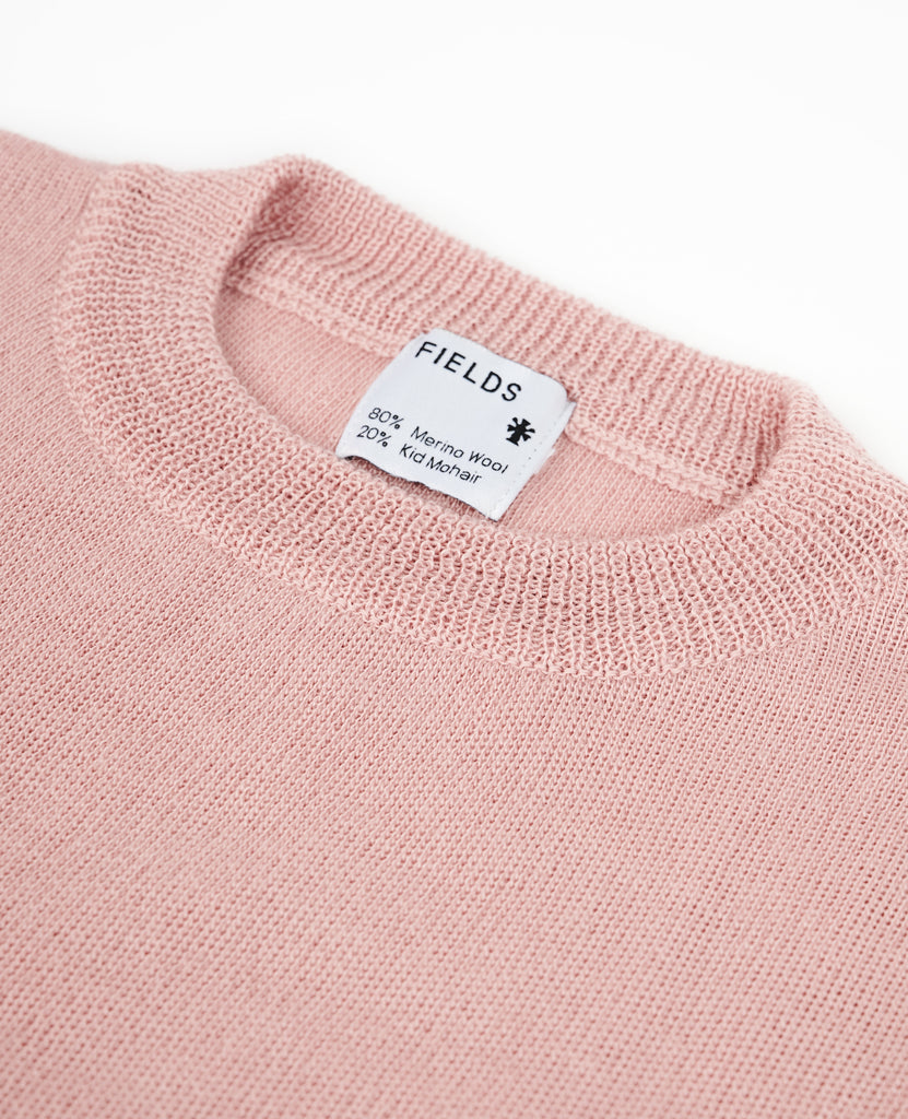 Wool & Mohair Round Neck Knit in Silver Pink