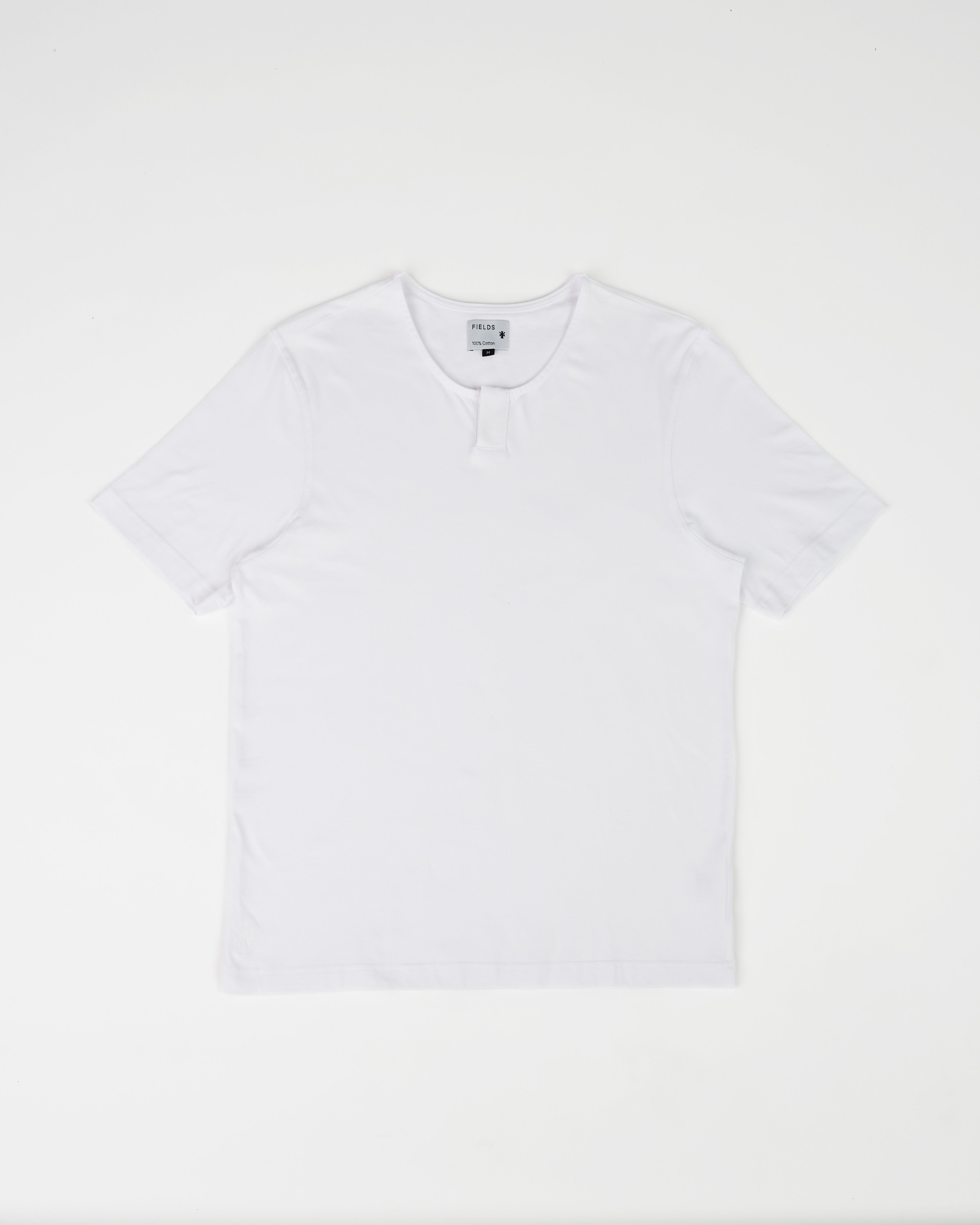 The Cotton Henley Tee in Brilliant White