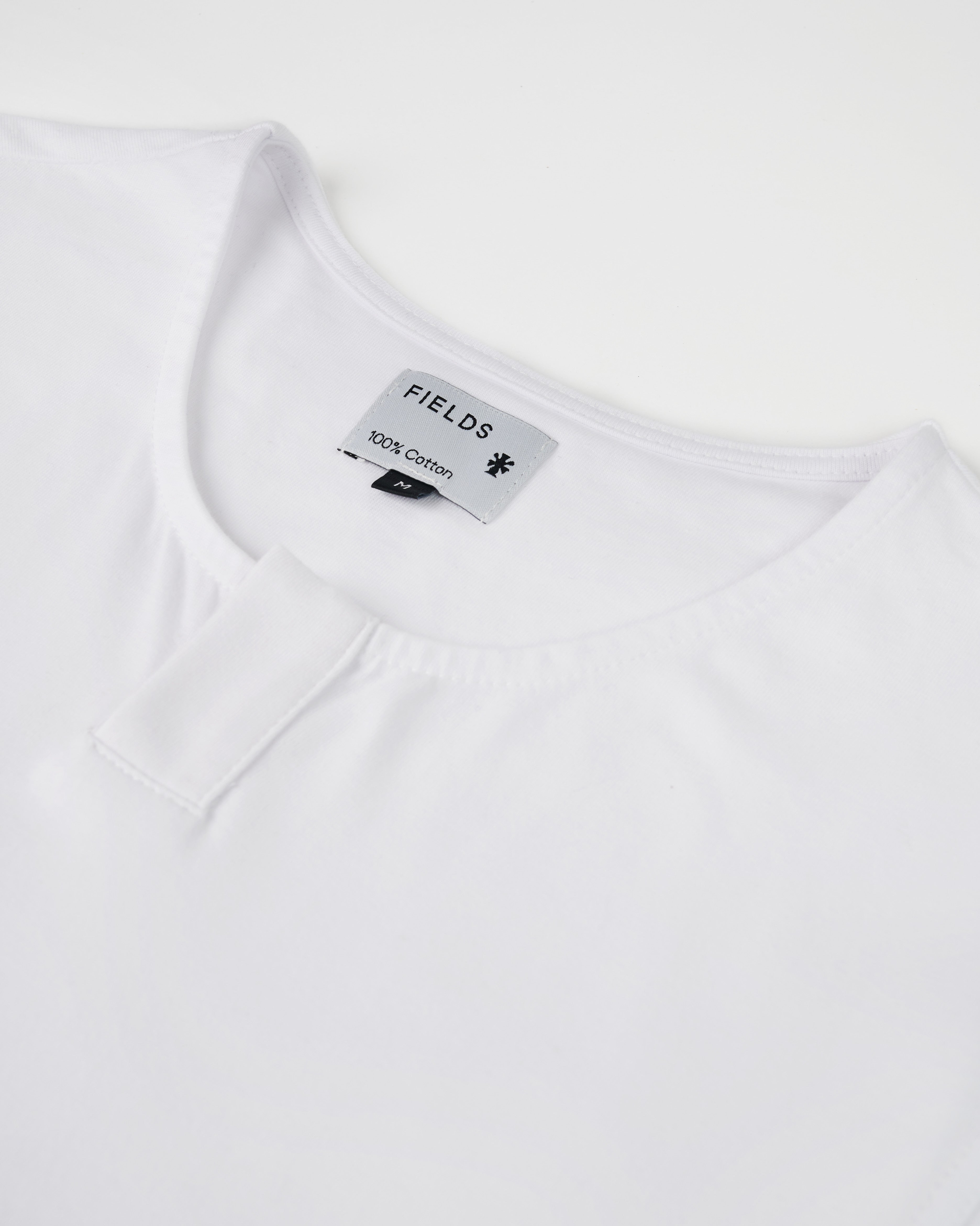 The Cotton Henley Tee in Brilliant White