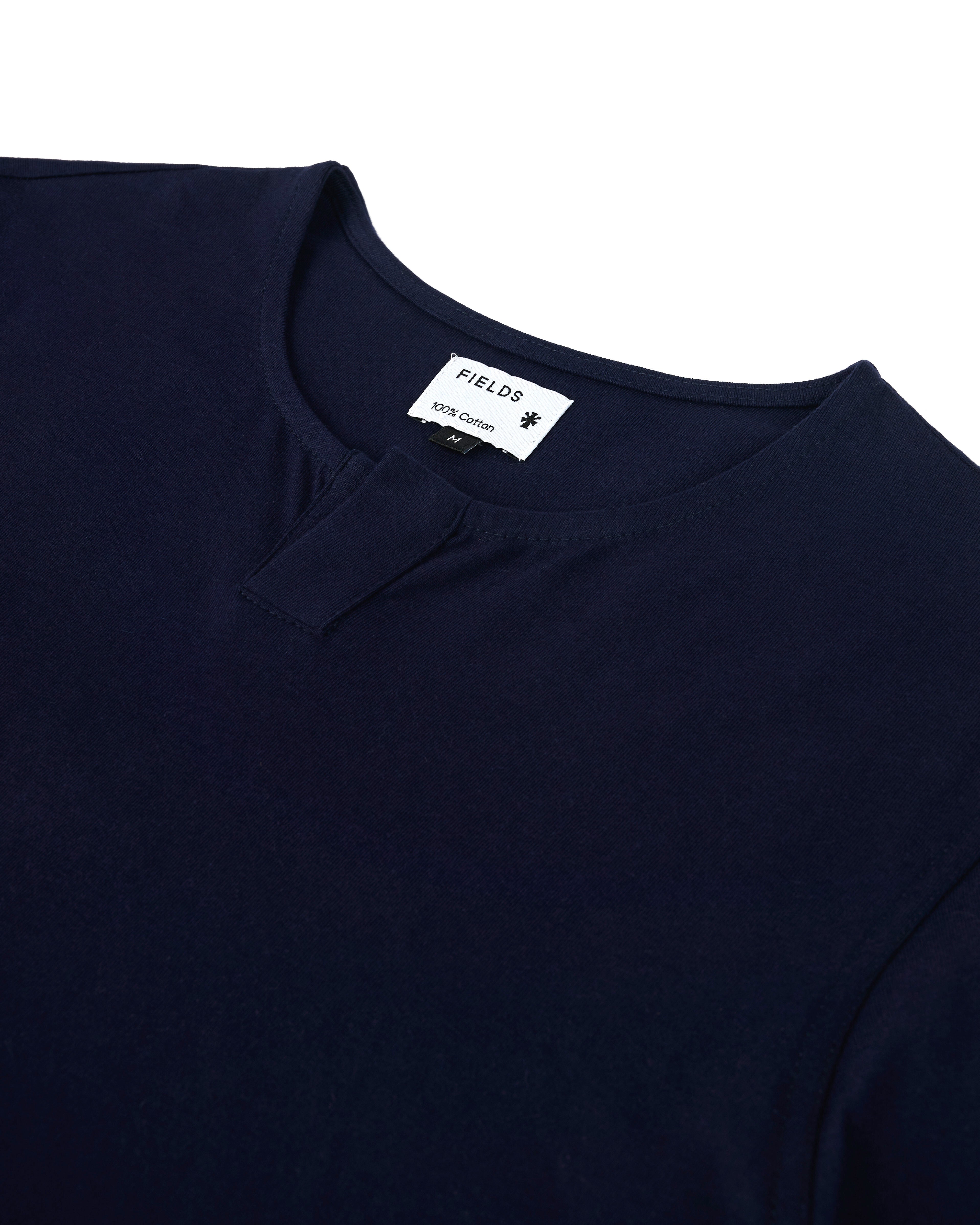 The Cotton Henley Tee in Navy Blazer