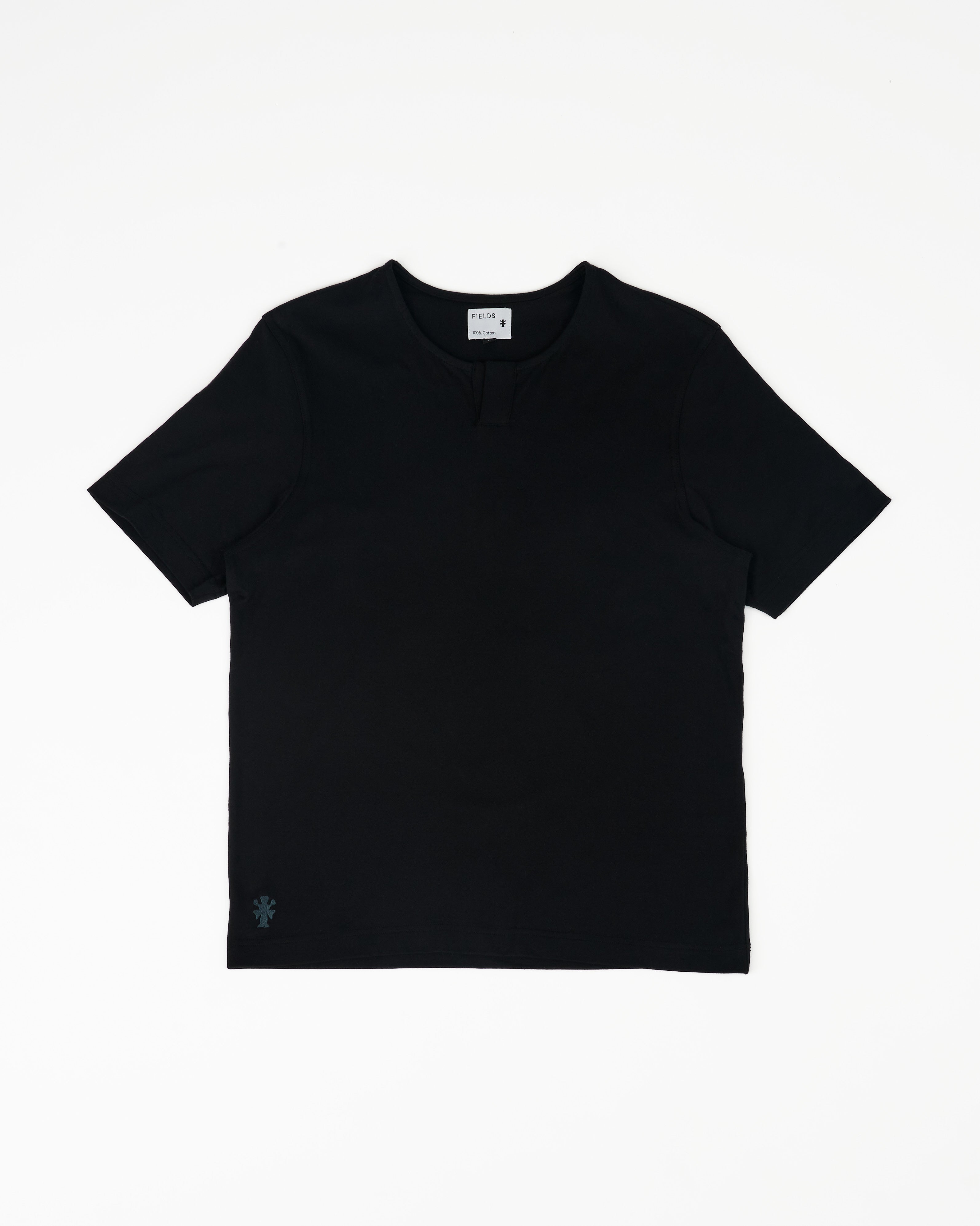 The Cotton Henley Tee in Black Beauty