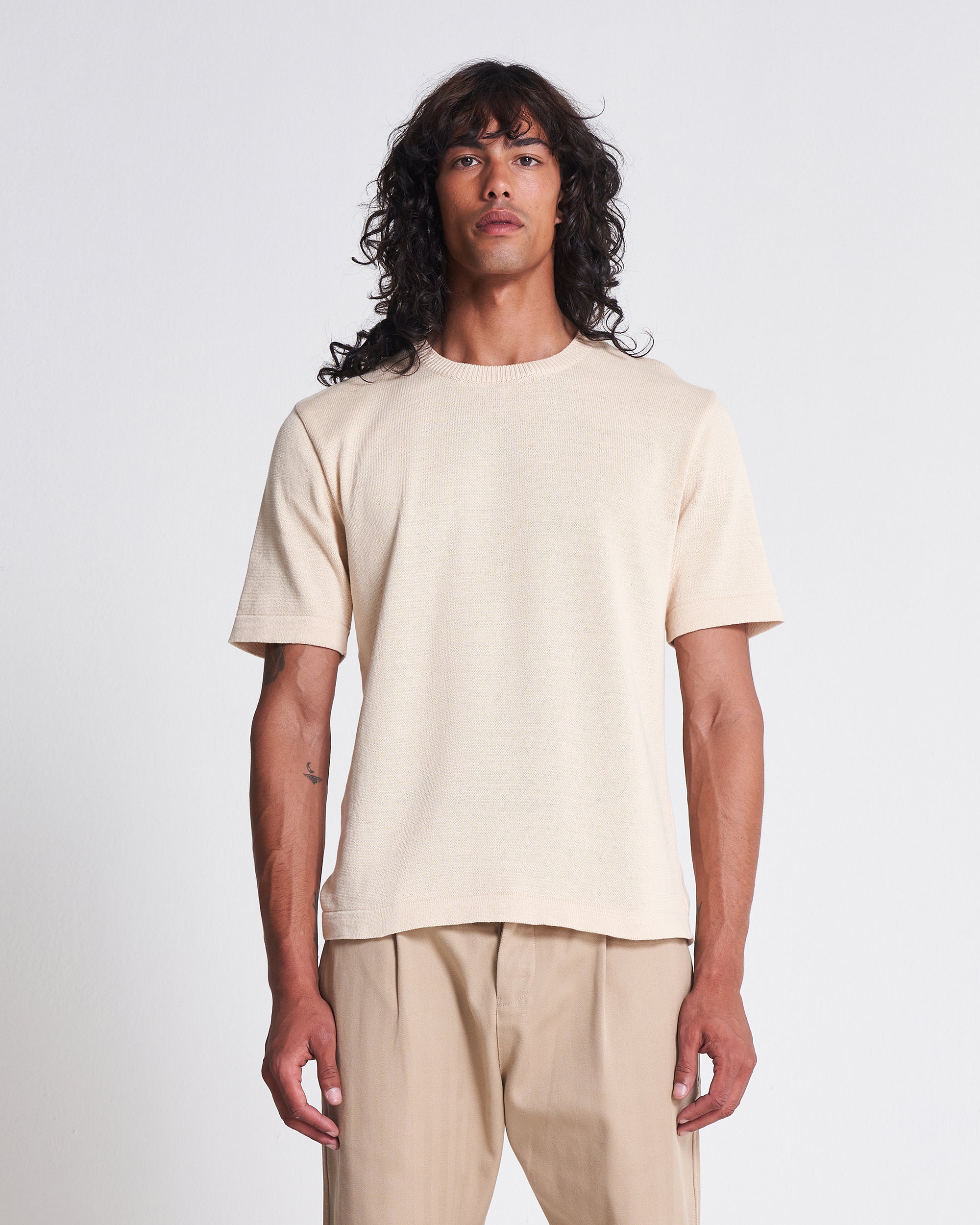 Knitted Tee in Sand